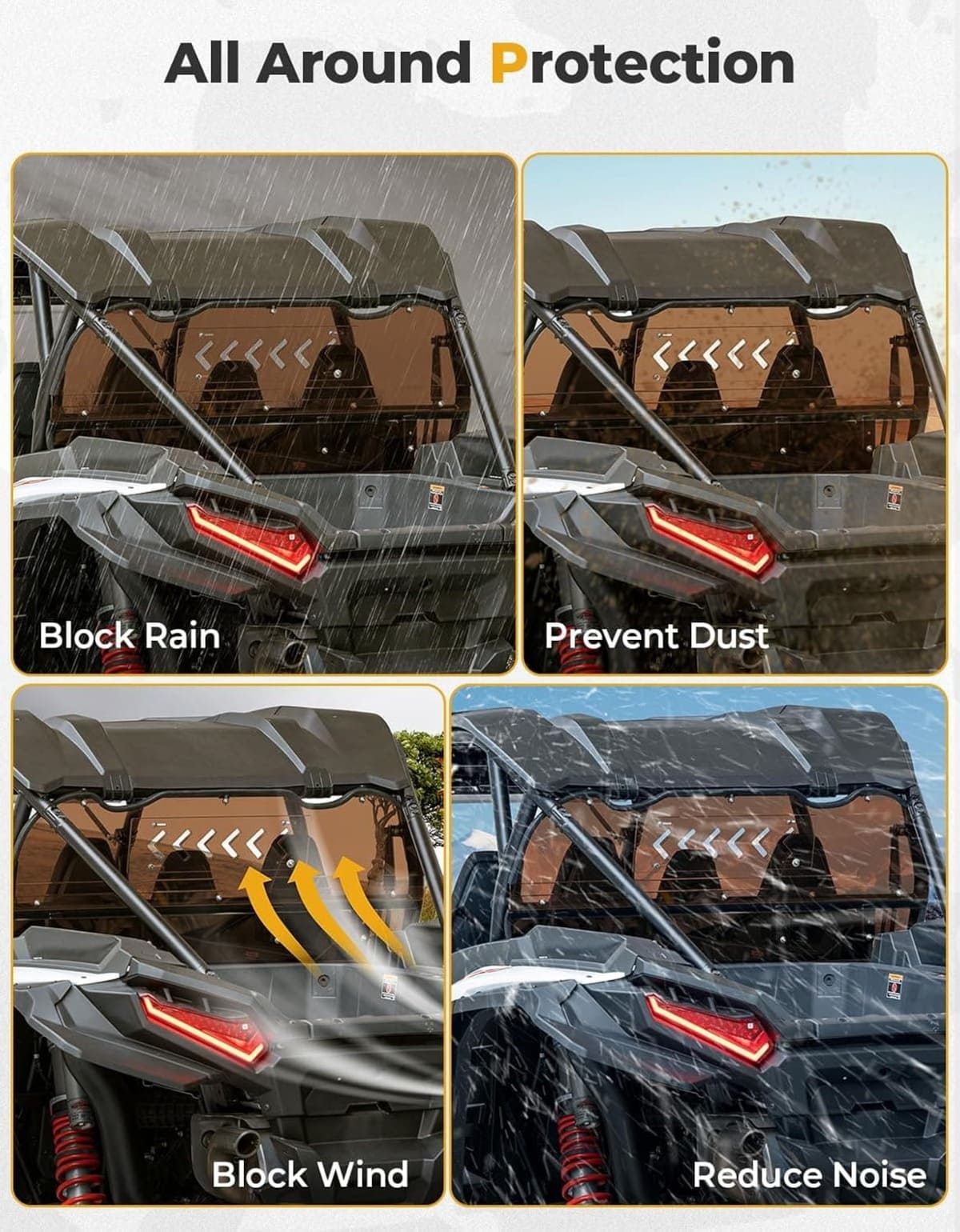 Kemimoto '24+ Polaris RZR XP 1000 Tinted Rear Windshield