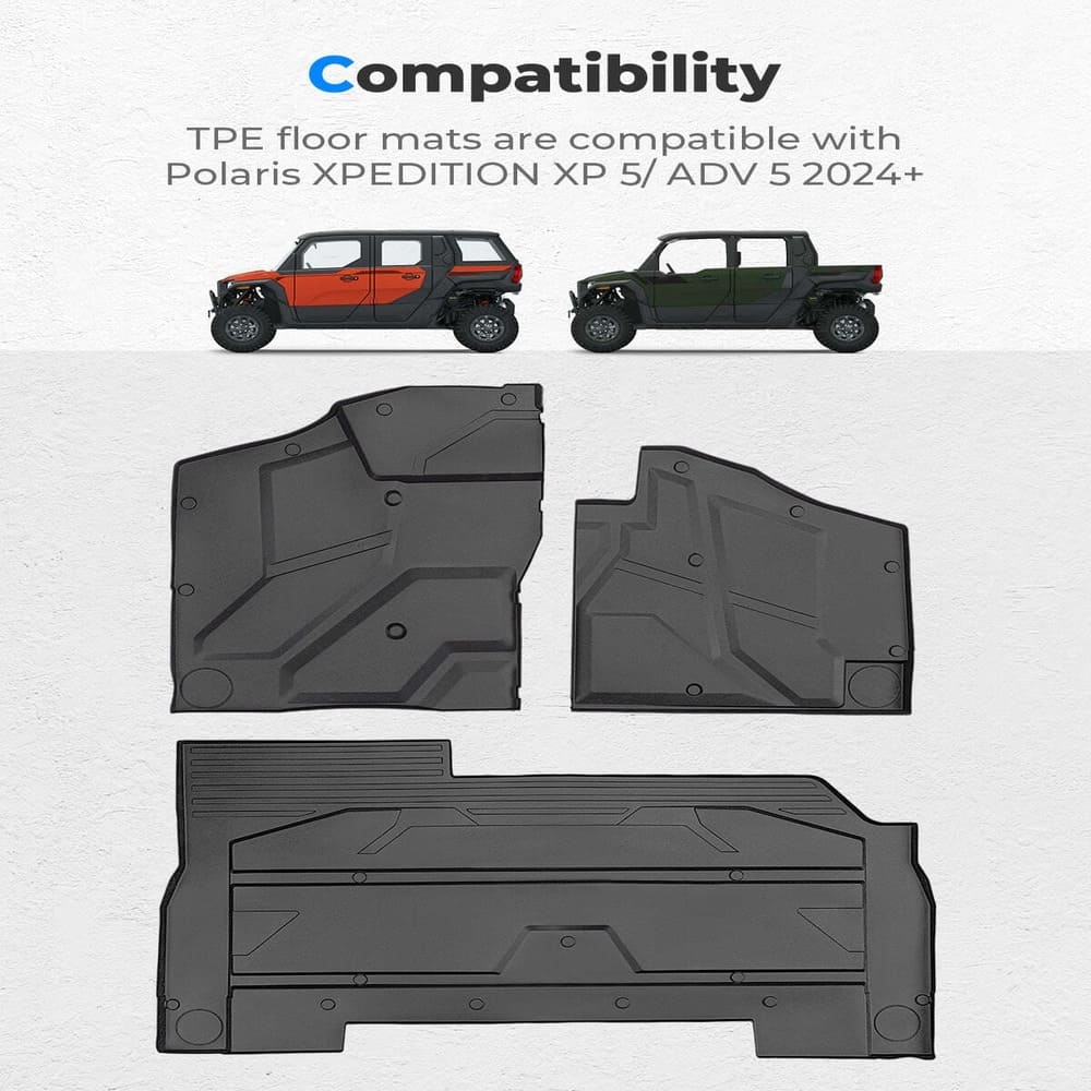 Kemimoto '24+ Polaris Xpedition XP 5/ADV 5 Front & Rear TPE Floor Mat