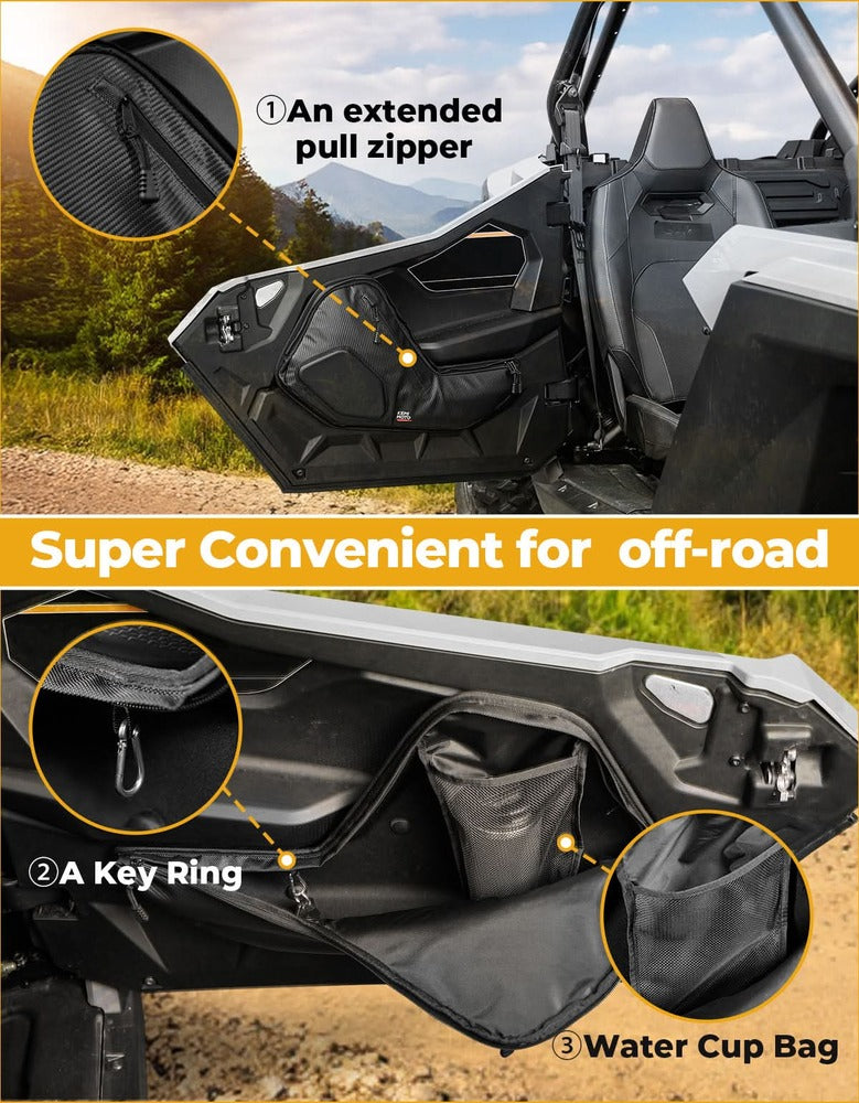Kemimoto '25 Polaris RZR Pro S 6Q Front Door Bags w/ Knee Pads