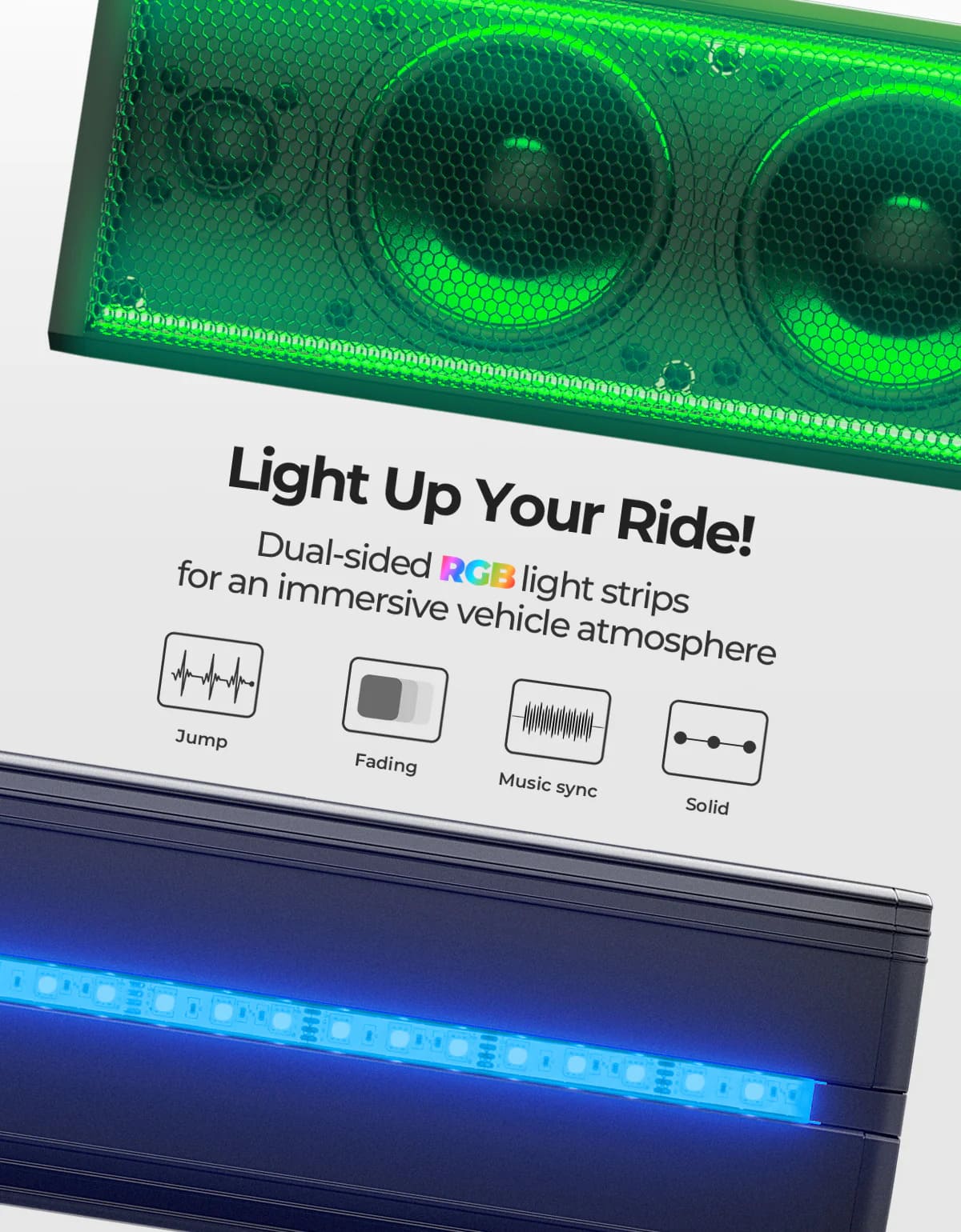 Kemimoto 26" UTV Sound Bar w/ Music Sync Rgb Multicolor Lights