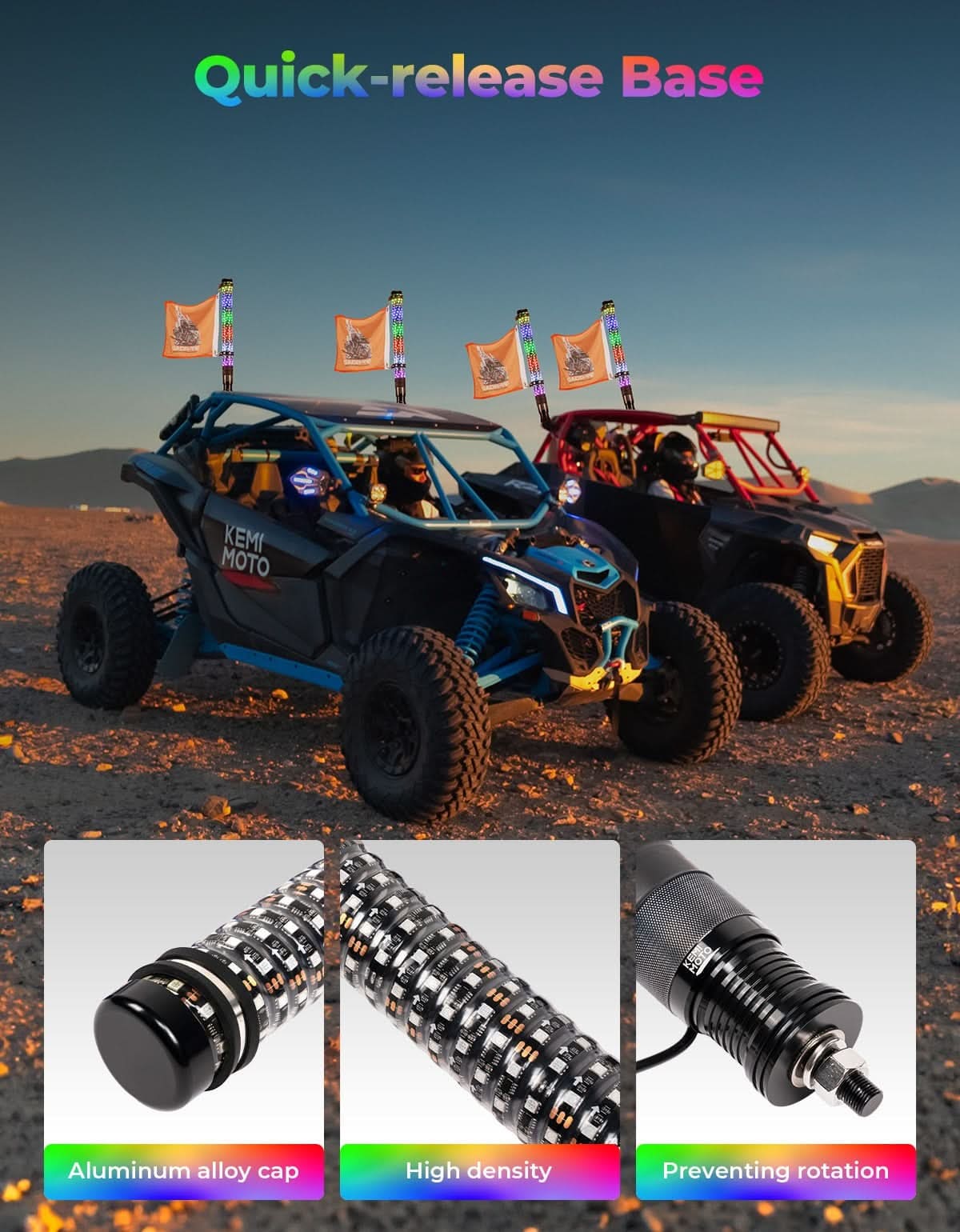 Kemimoto 1FT Fat Whip Lights w/Turn Signal Function - 2 PCs