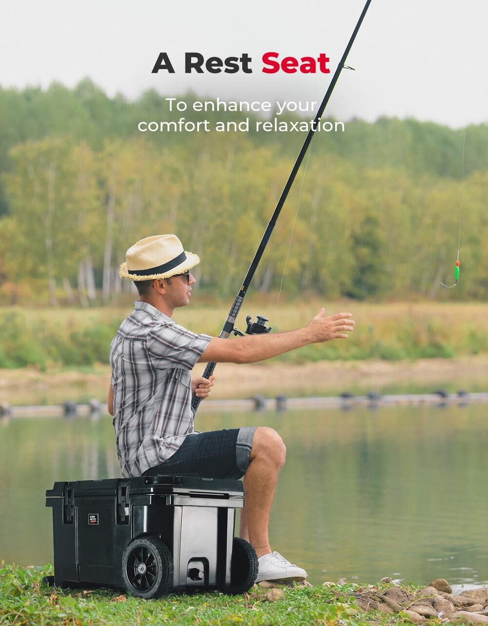 Kemimoto 45 Qt Portable Cooler with Wheels for Camping, Beach, Picnic, Fishing, Boat