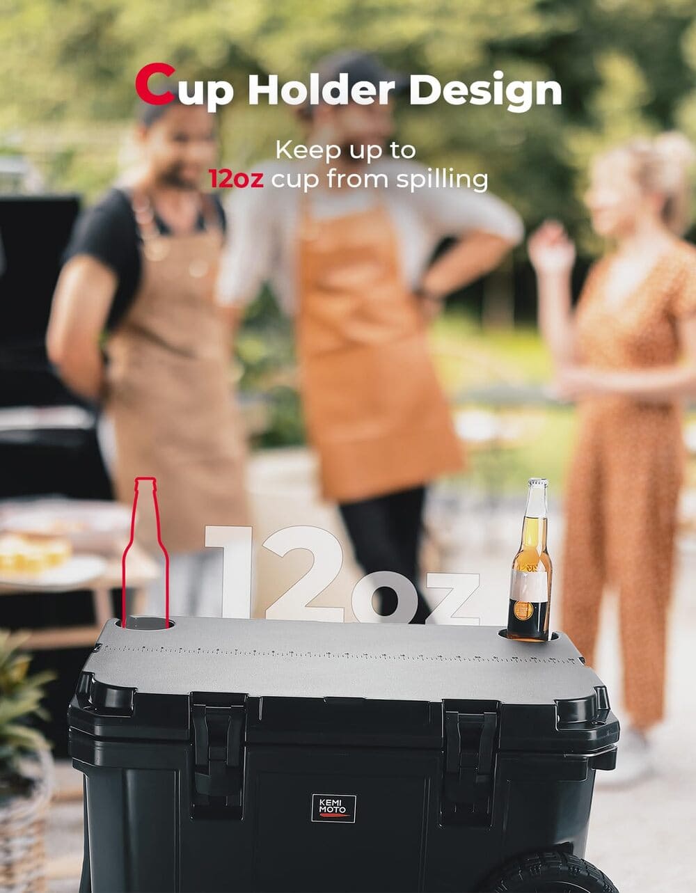 Kemimoto 45 Qt Portable Cooler with Wheels for Camping, Beach, Picnic, Fishing, Boat