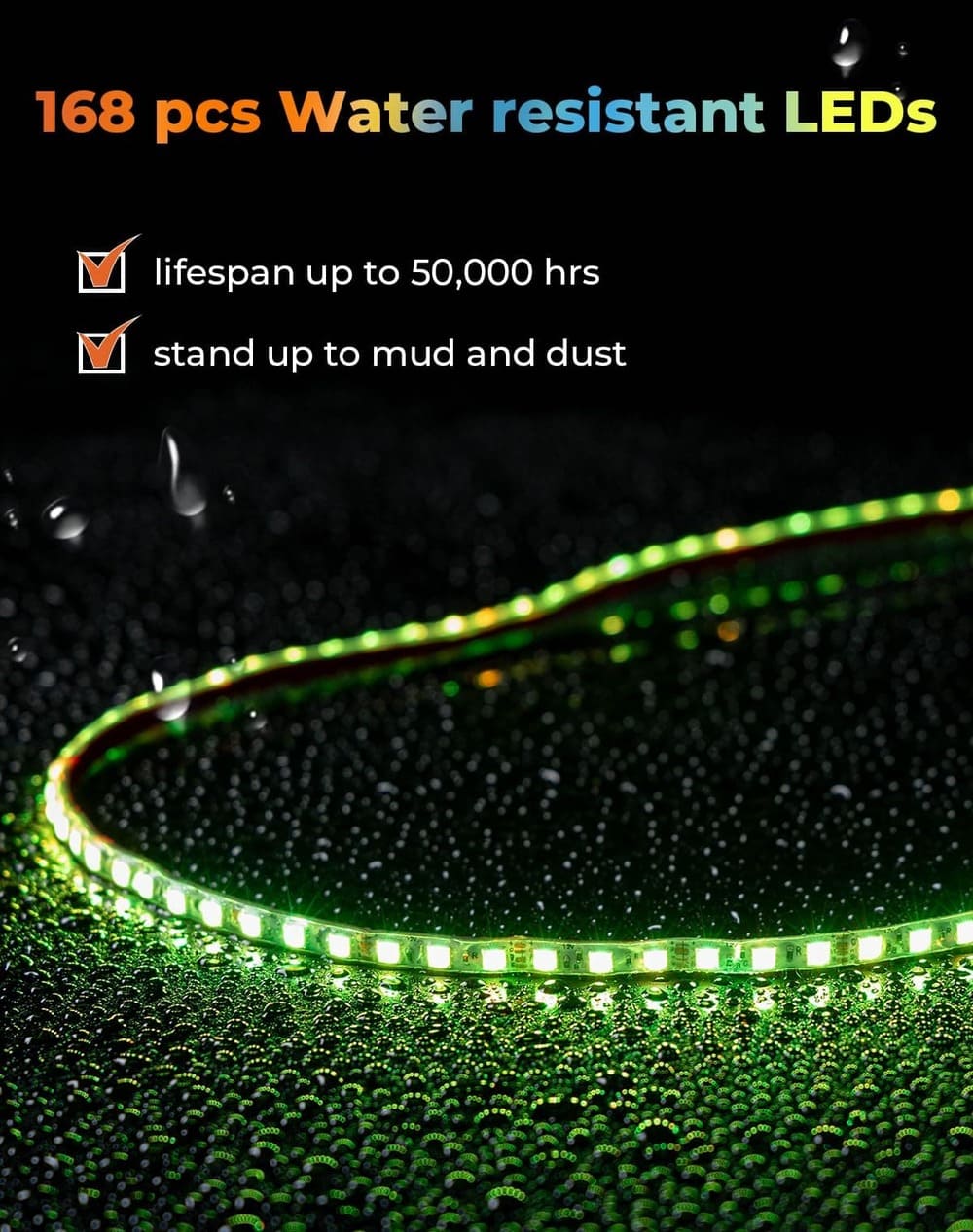 Kemimoto 60" UTV Windshield RGB Light Strips