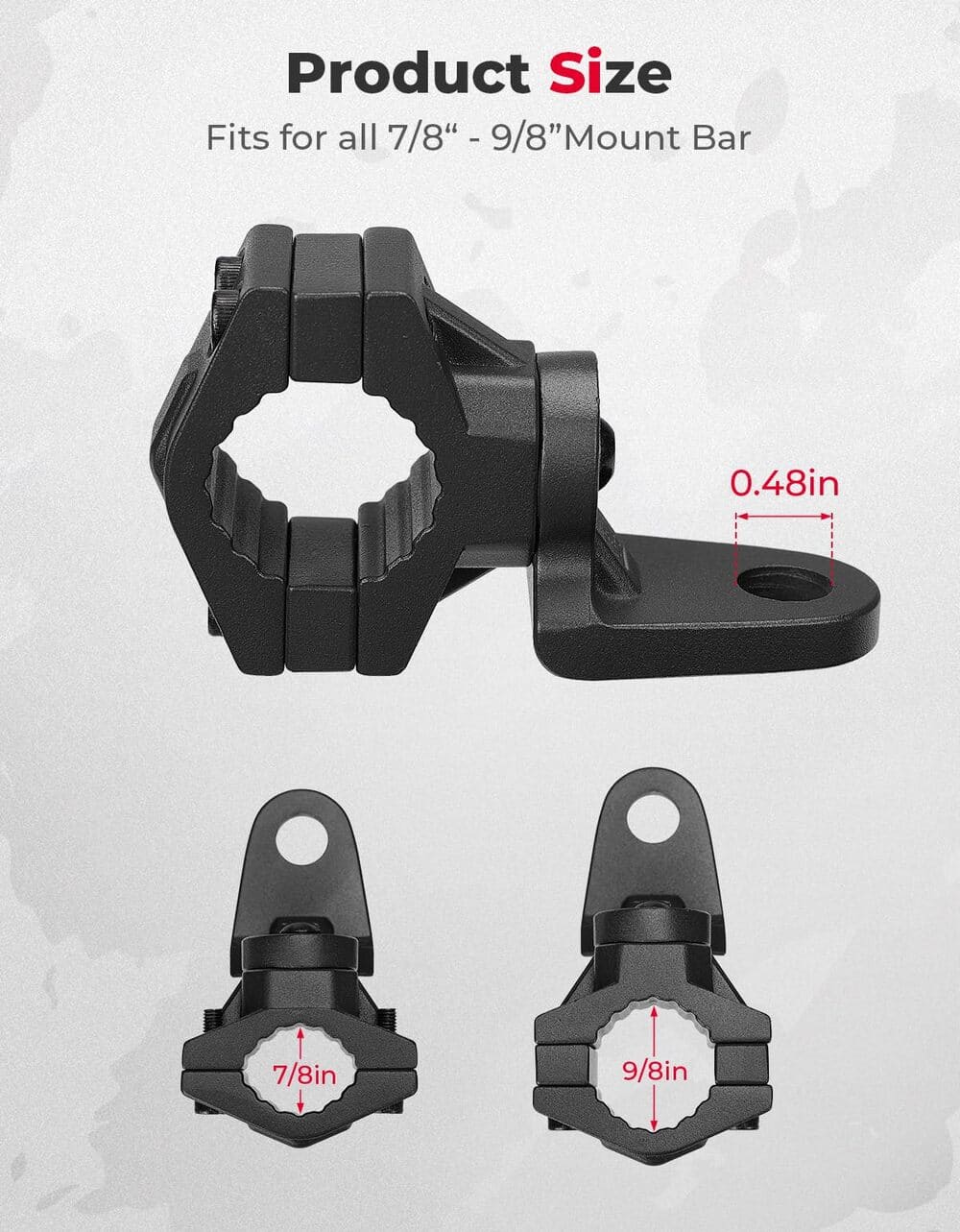 Kemimoto ATV/ UTV Whip Light / Flag Mounting Bracket 7/8"-9/8" Handlebar Rack Bars