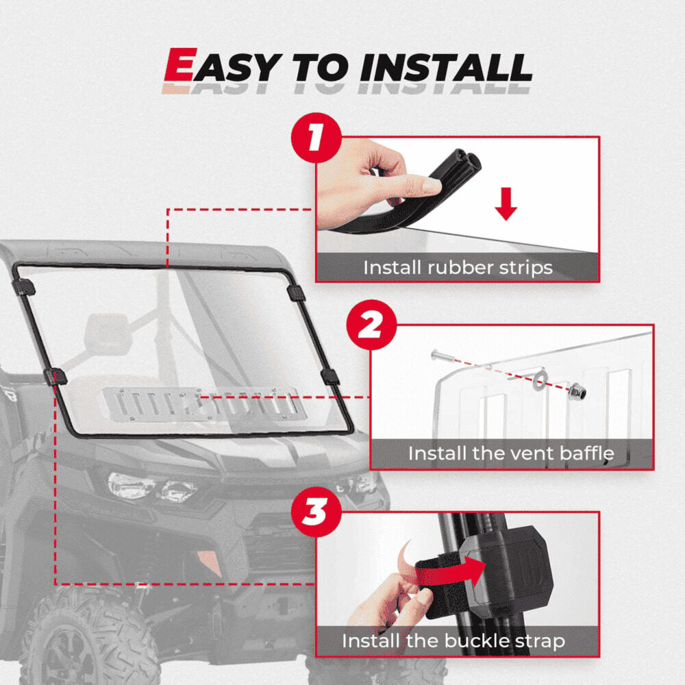 Kemimoto Can-Am Defender Front Vented Full Windshield & Soft Rear Windshield
