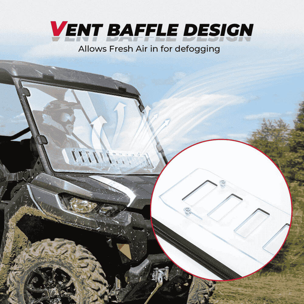 Kemimoto Can-Am Defender Front Vented Full Windshield & Soft Rear Windshield
