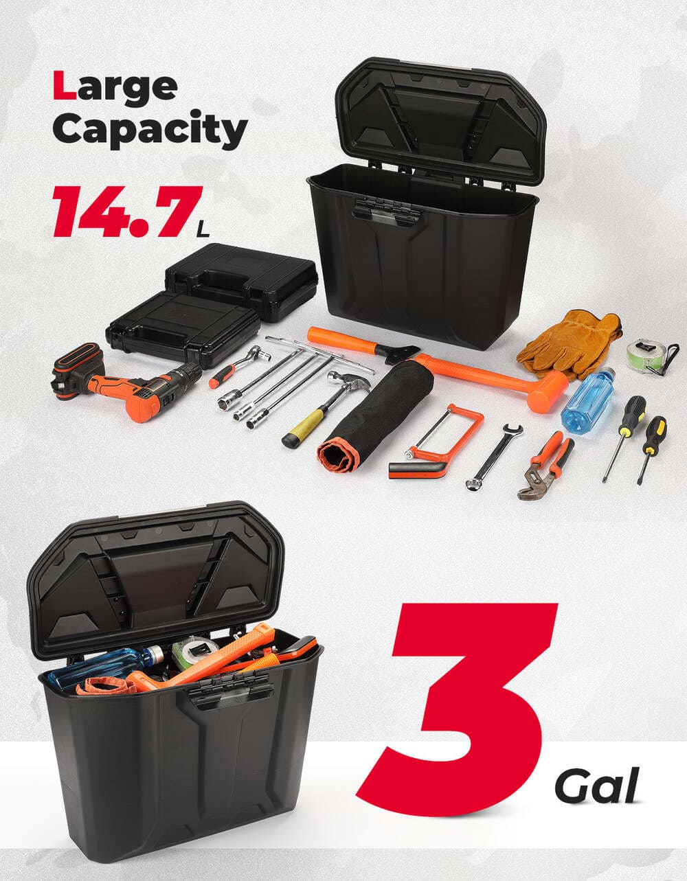 Kemimoto Can-Am Defender HD 5/7/8/9/10 14.7L Removable Storage Bin Box