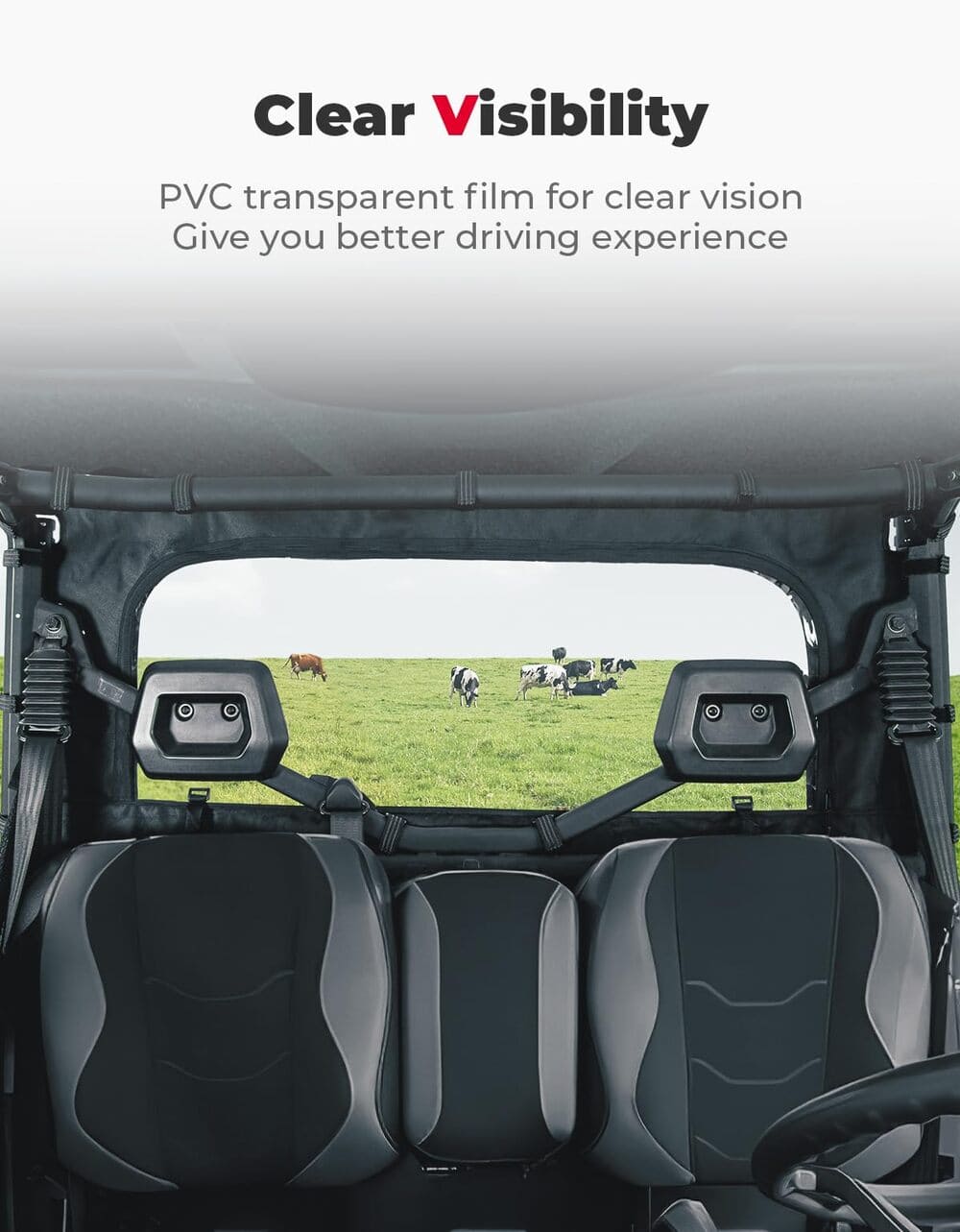 Kemimoto Can-Am Defender HD 5/7/8/9/10 Rear Soft Windshield with Zipper