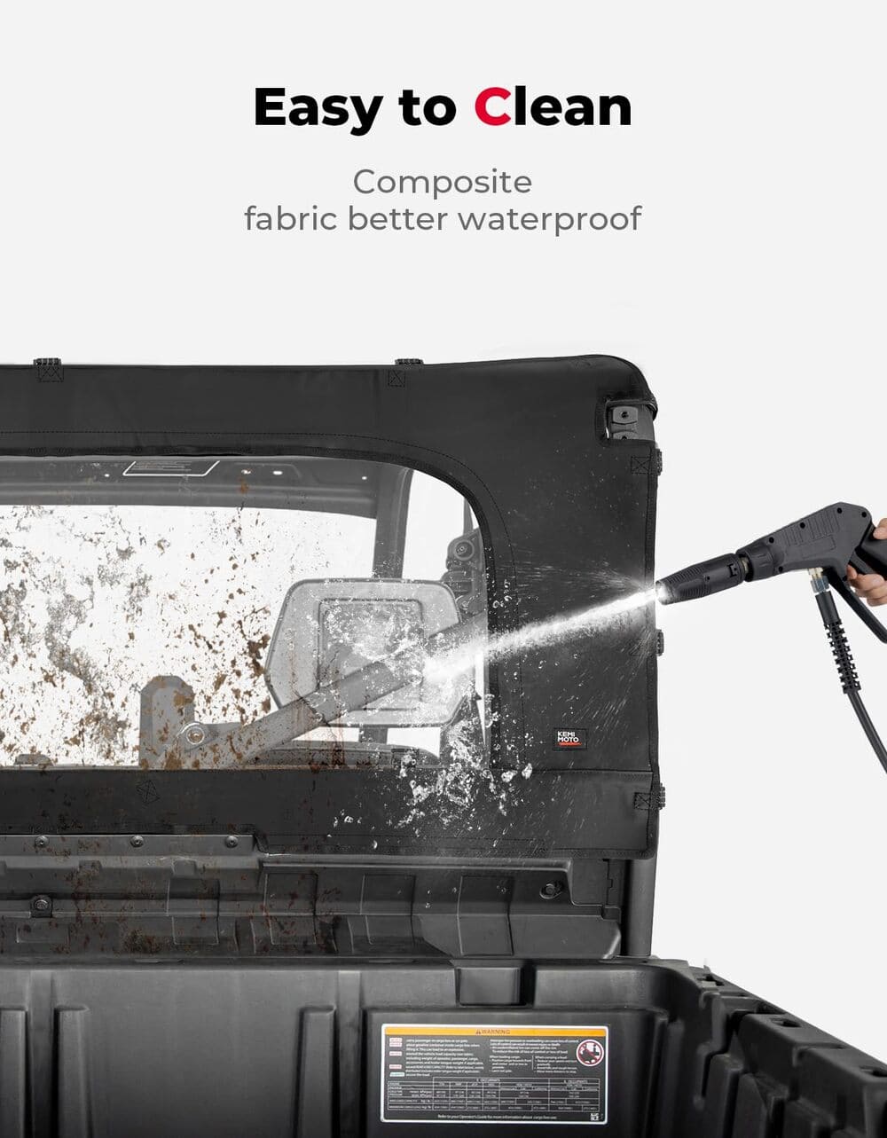 Kemimoto Can-Am Defender HD 5/7/8/9/10 Rear Soft Windshield with Zipper