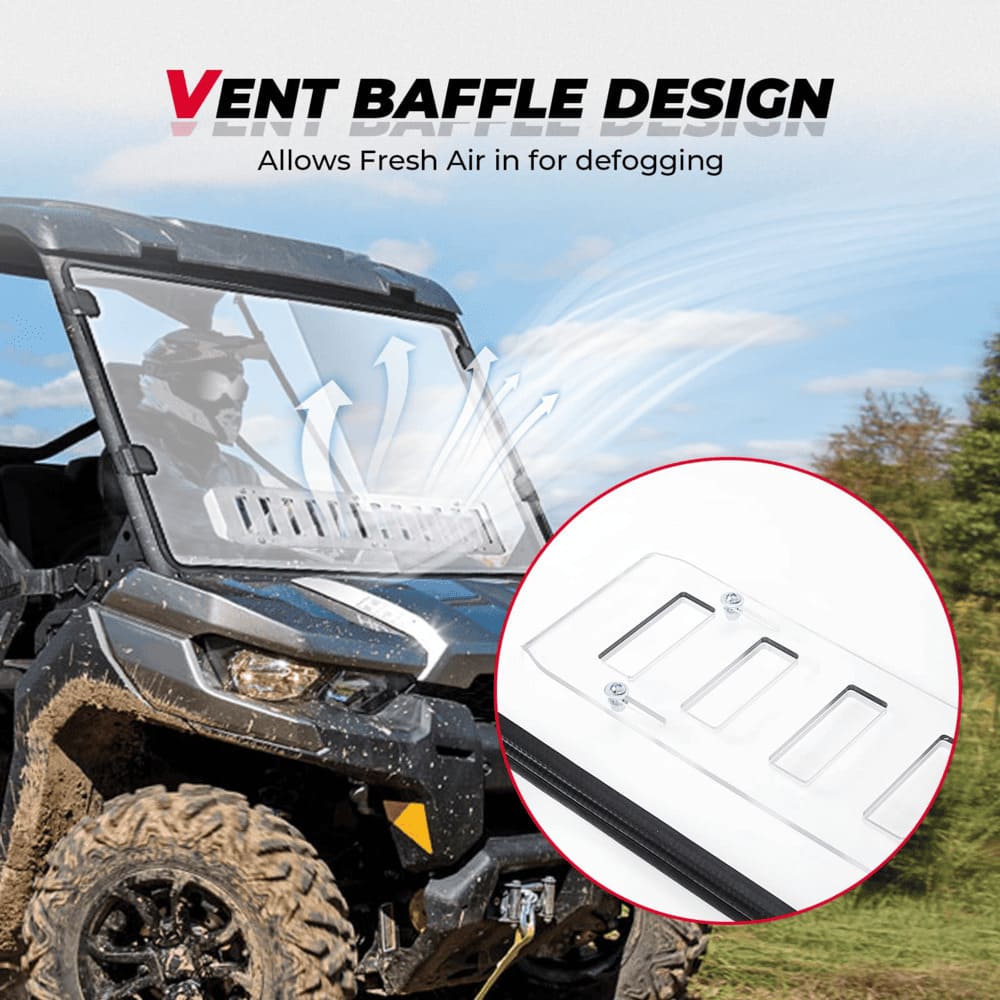 Kemimoto '17-'24 Can-Am Defender HD 5/8/10 Front Vented Full Windshield