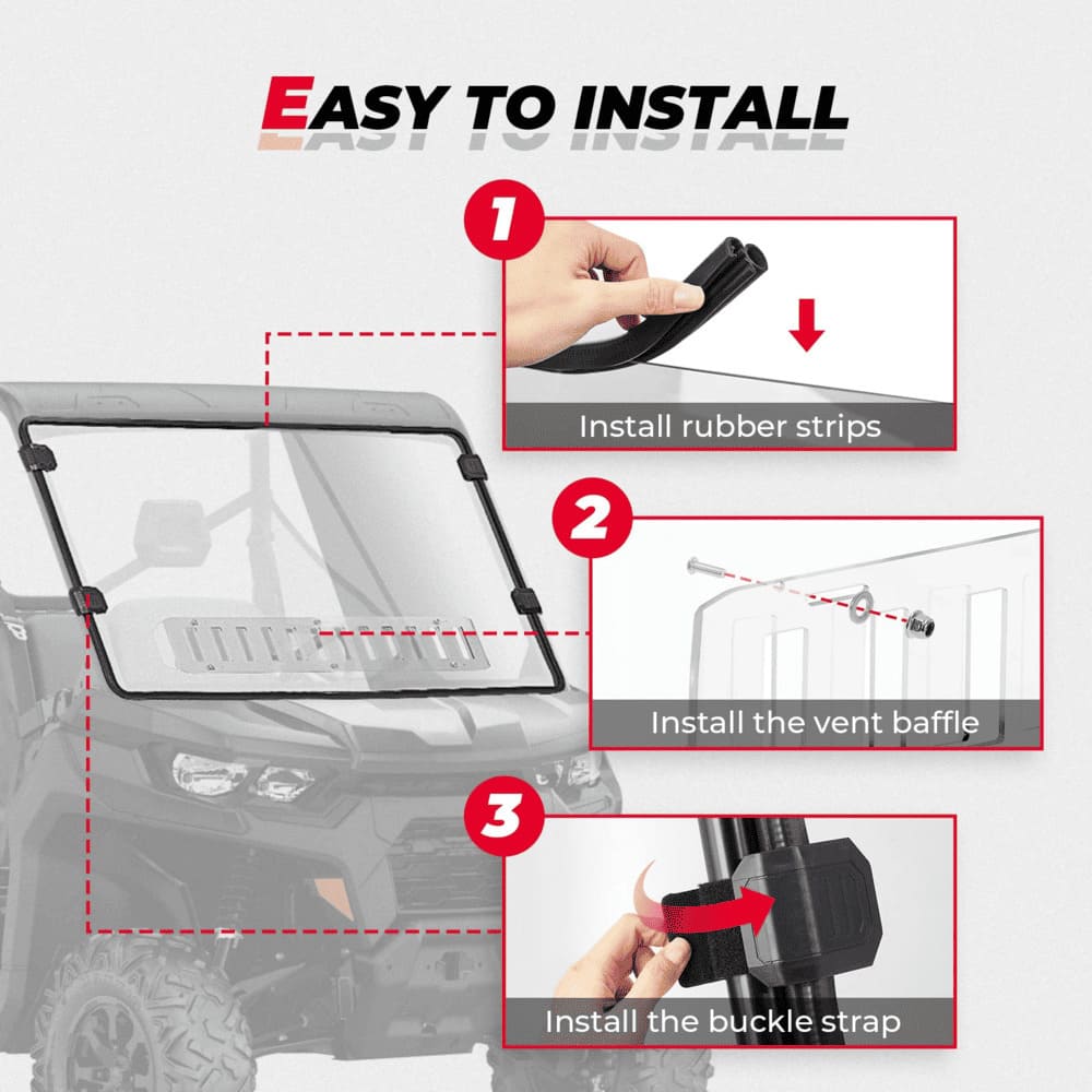 Kemimoto '17-'24 Can-Am Defender HD 5/8/10 Front Vented Full Windshield