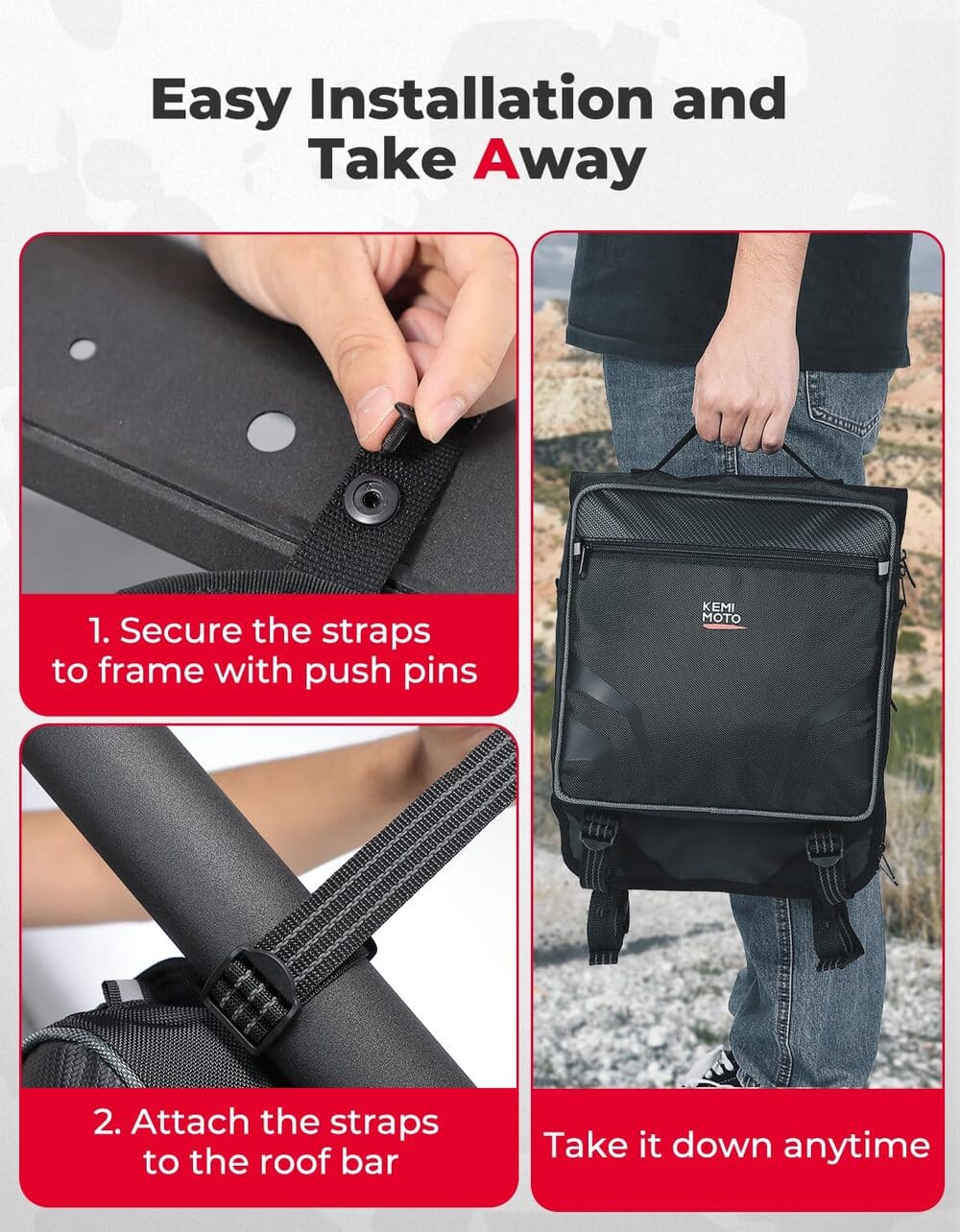 Kemimoto Can-Am Defender HD 5/7/8/9/10 1680D Overhead Bags - 2 Pcs