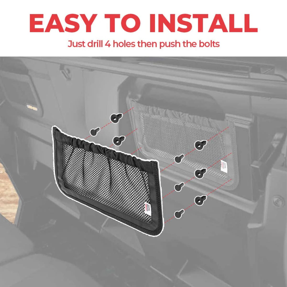 Kemimoto Can-Am Defender Max UTV Backrest Rear Storage Nets