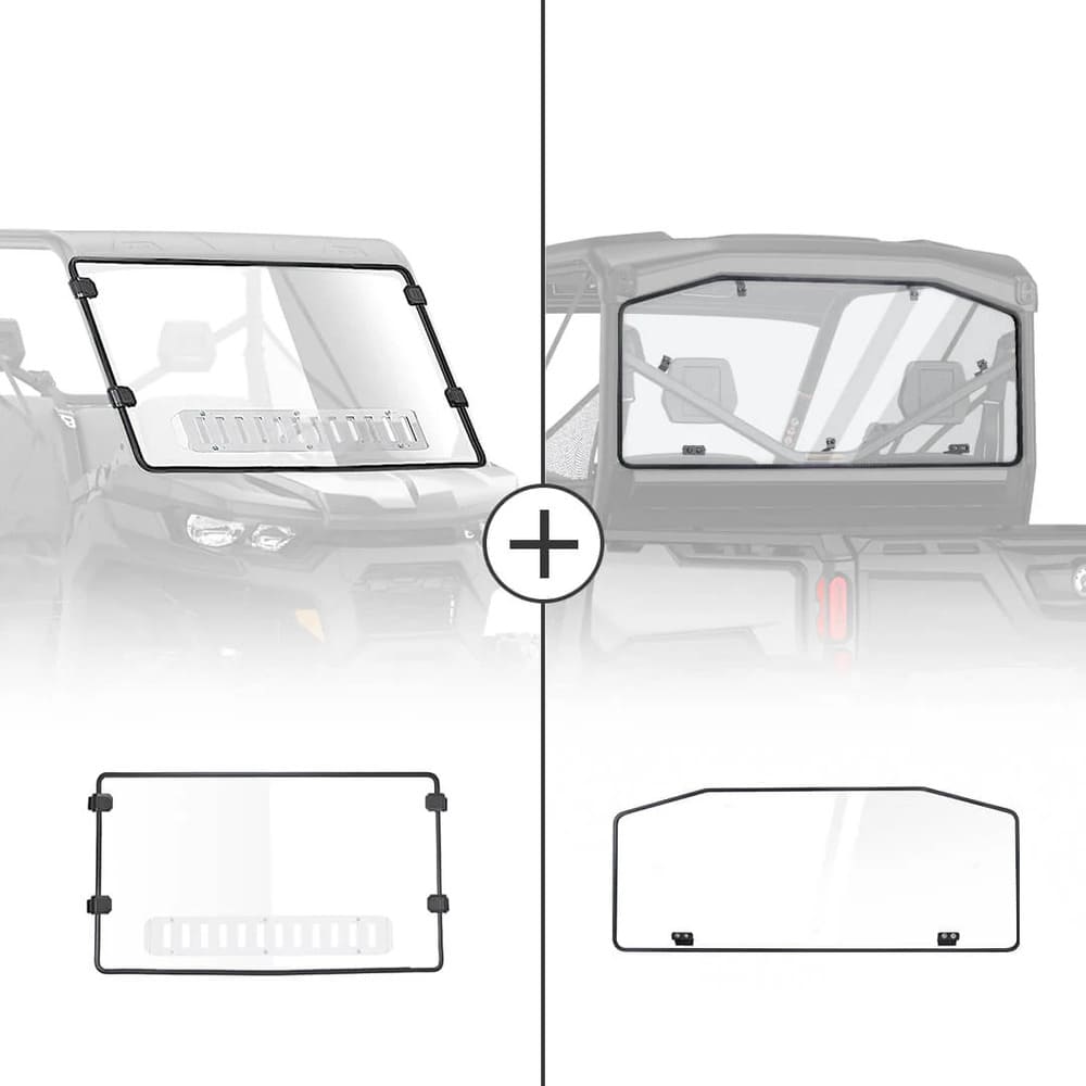 Kemimoto Can-Am Defender Rear & Front Vented Full Windshield