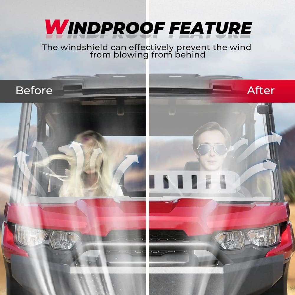 Kemimoto Can-Am Defender Rear & Front Vented Full Windshield