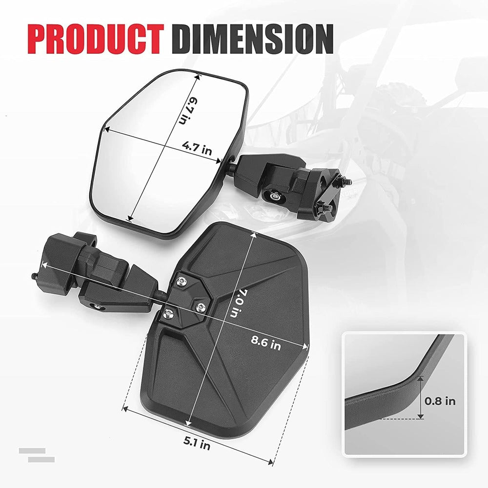 Kemimoto '17-'22 Can-Am Defender Aluminum Side Mirrors - 1 Pair