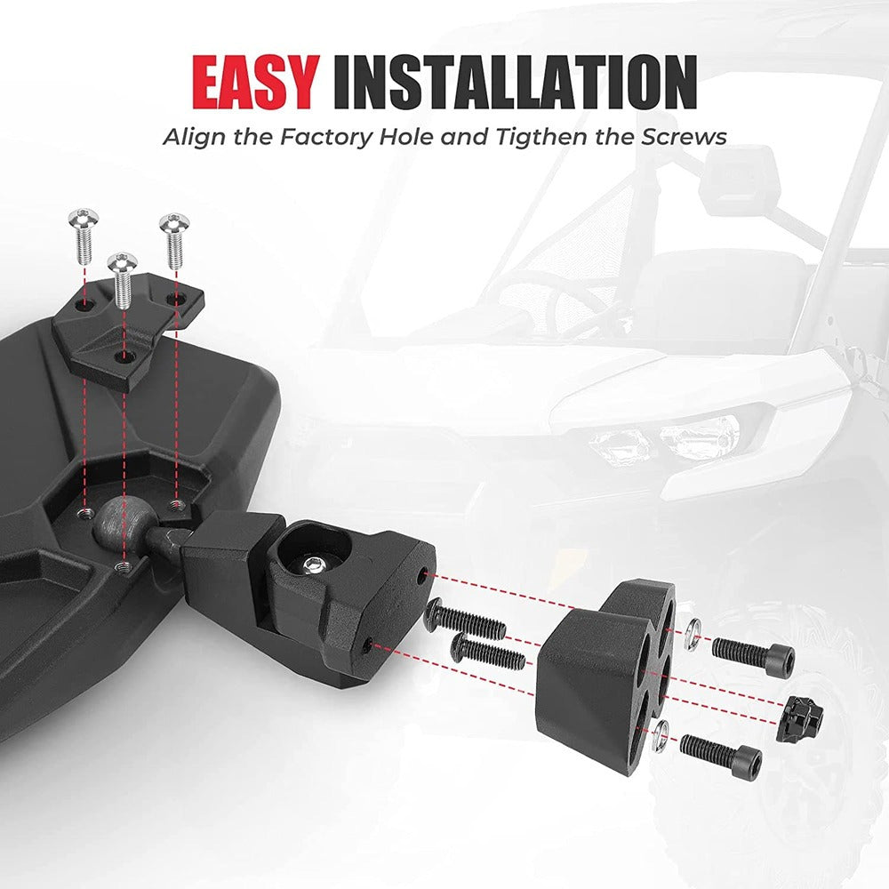 Kemimoto '17-'22 Can-Am Defender Aluminum Side Mirrors - 1 Pair