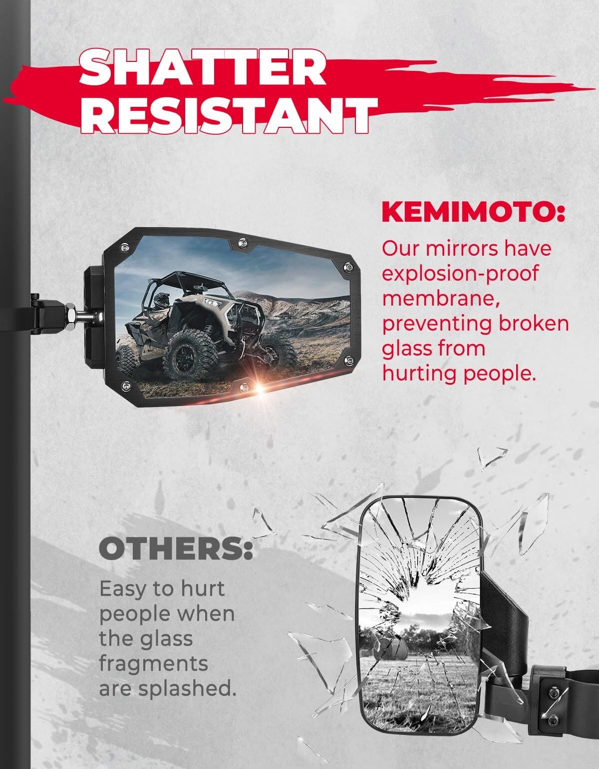 Kemimoto Can-Am Maverick X3 1.5"-1.875" UTV Universal Side Mirrors