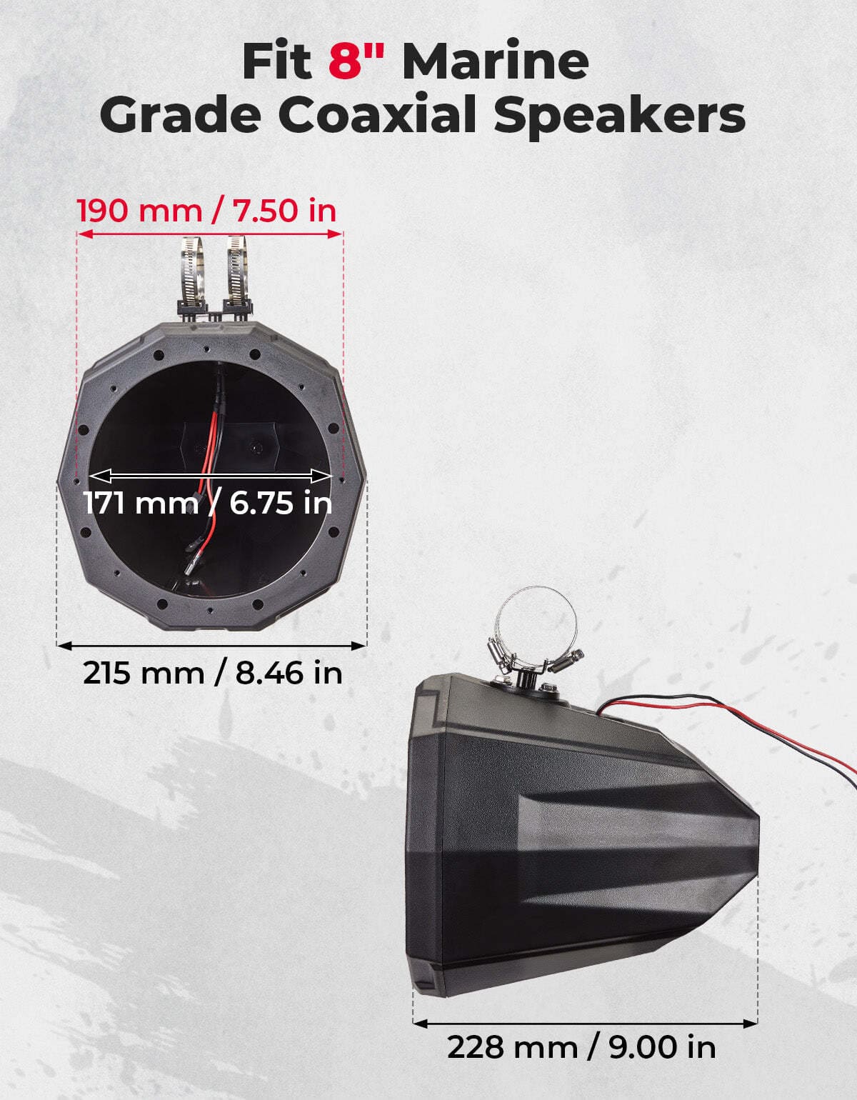 Kemimoto Can-Am Maverick X3 1.5" to 2" Speaker Pod Enclosure Roll Bar - 8-Inch