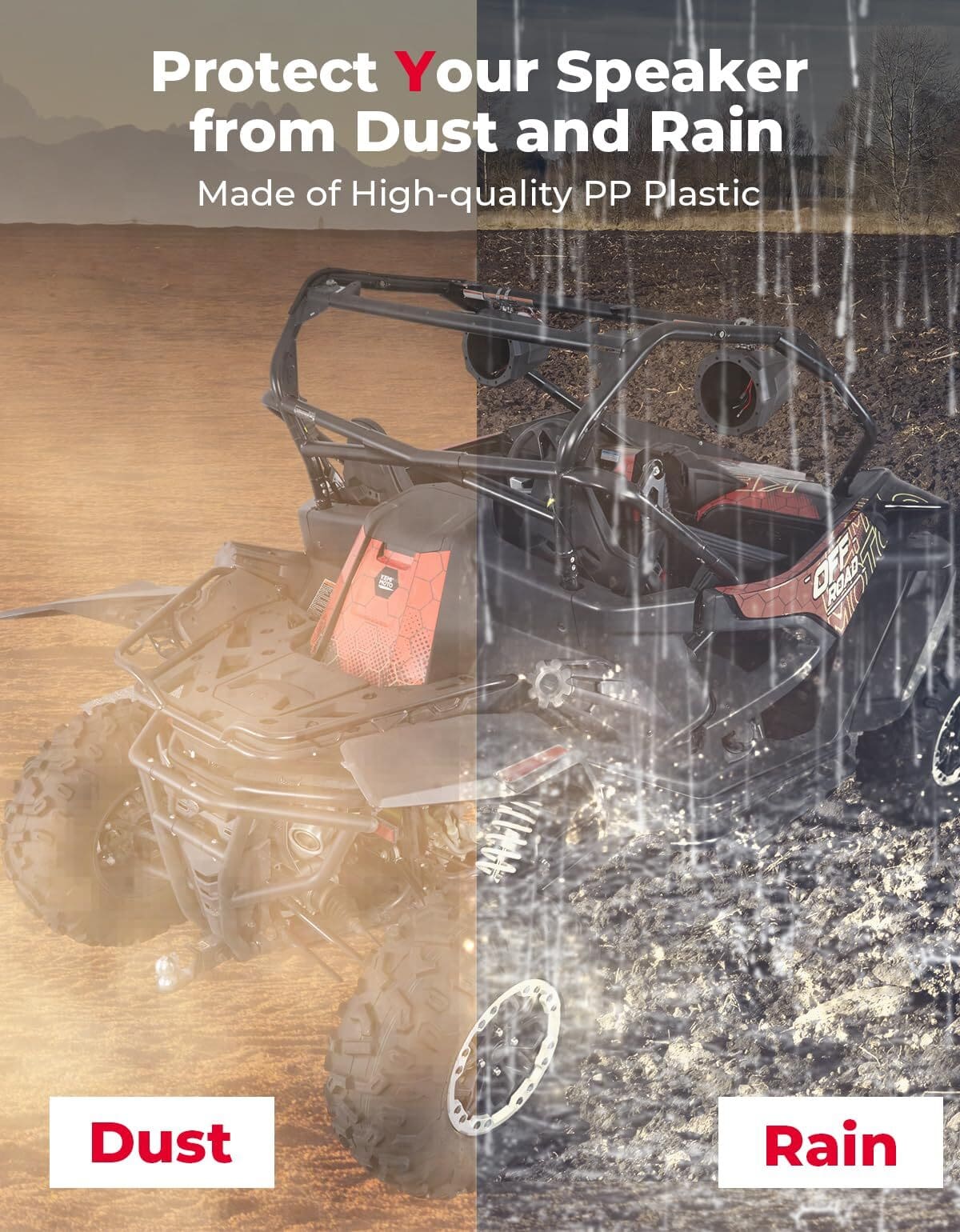 Kemimoto Can-Am Maverick X3 1.5" to 2" Speaker Pod Enclosure Roll Bar - 8-Inch