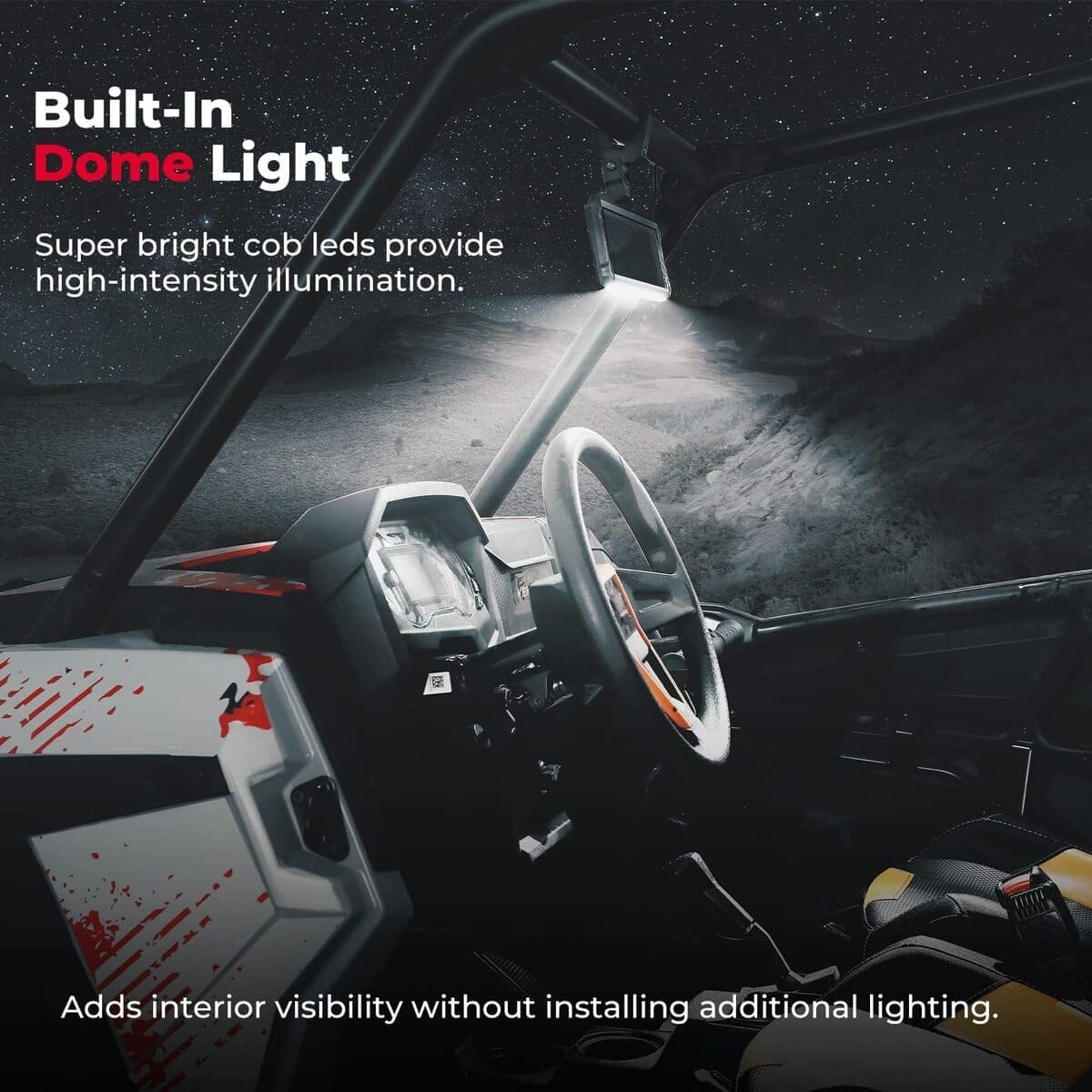 Kemimoto Can-Am Maverick X3 1.6"-2" Mount Upgraded UTV Rear View Center Mirror Interior Light