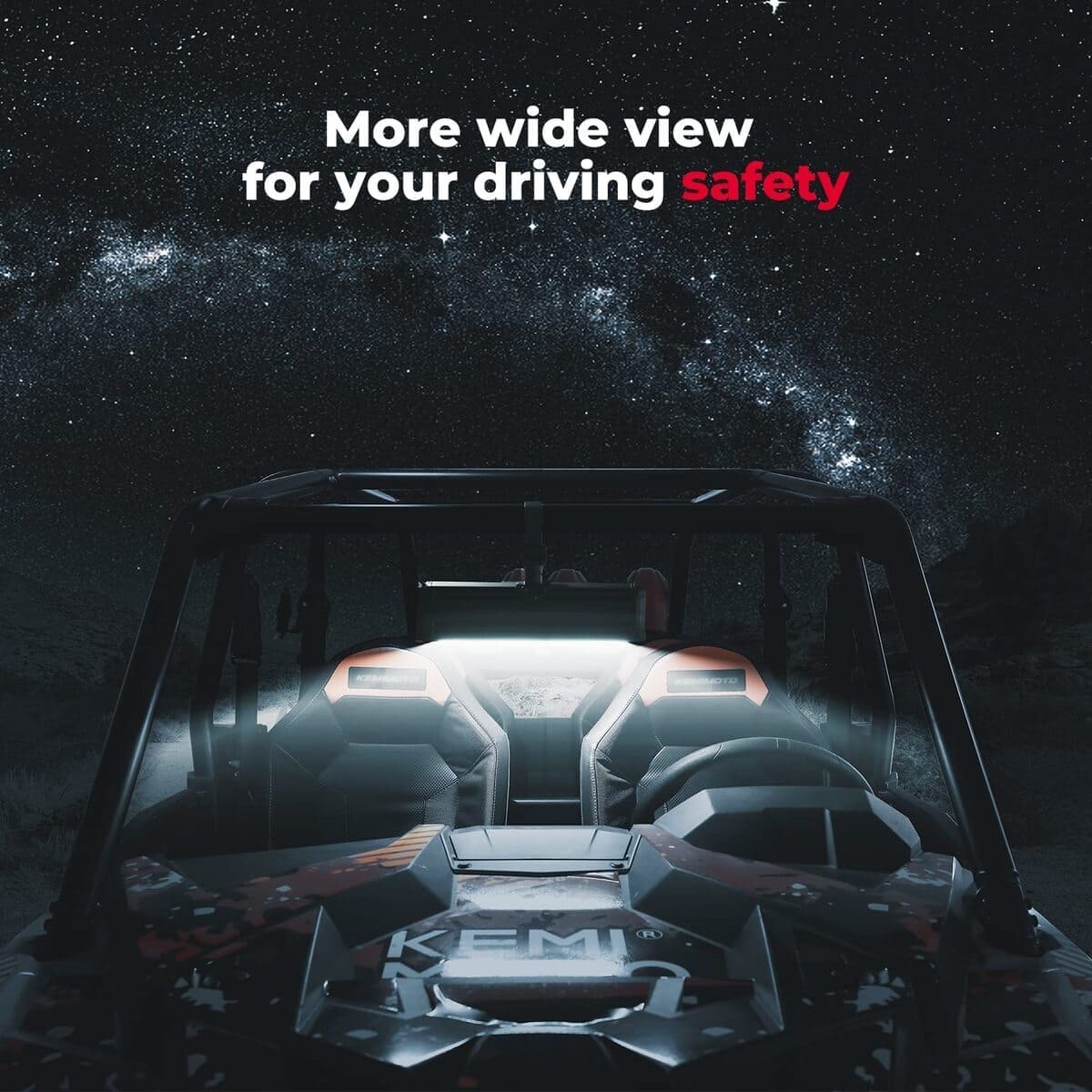 Kemimoto Can-Am Maverick X3 1.6"-2" Mount Upgraded UTV Rear View Center Mirror Interior Light