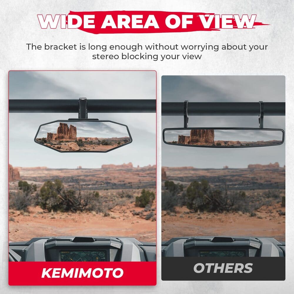 Kemimoto Can Am Maverick X3 1.6"-2" Roll Bar Mount UTV Rear View Mirror