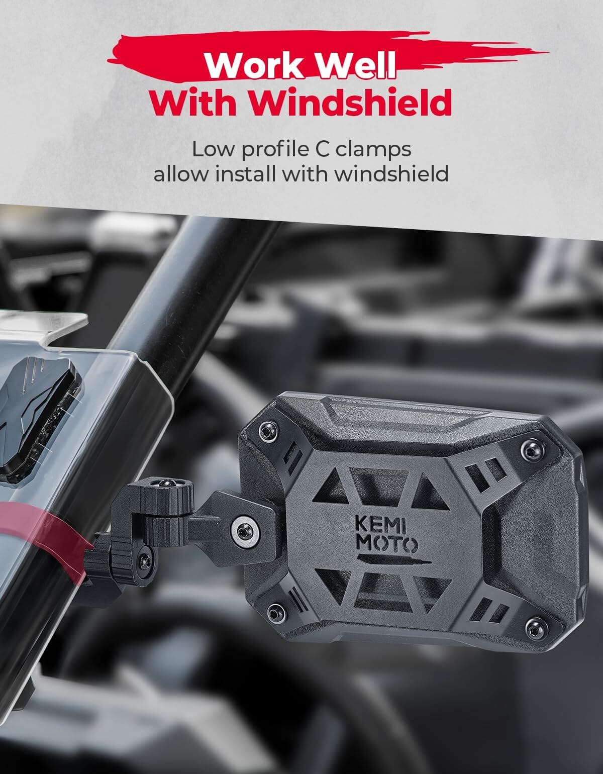 Kemimoto Can Am Maverick X3 UTV 1.65 2" Side Mirrors Roll bar