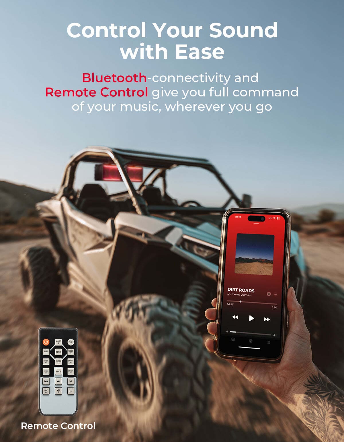 Kemimoto Can-Am Maverick X3 16" RGB Universal Sound Bar w/ 1.75-2.25" Roll Bar