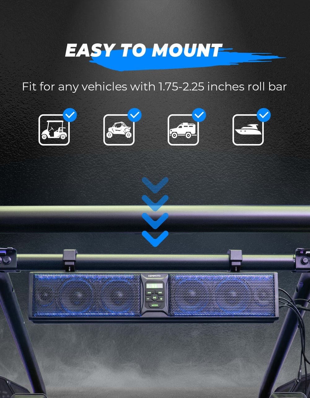 Kemimoto Can-Am Maverick X3 6 Speaker 26" RGB Bluetooth Sound Bar