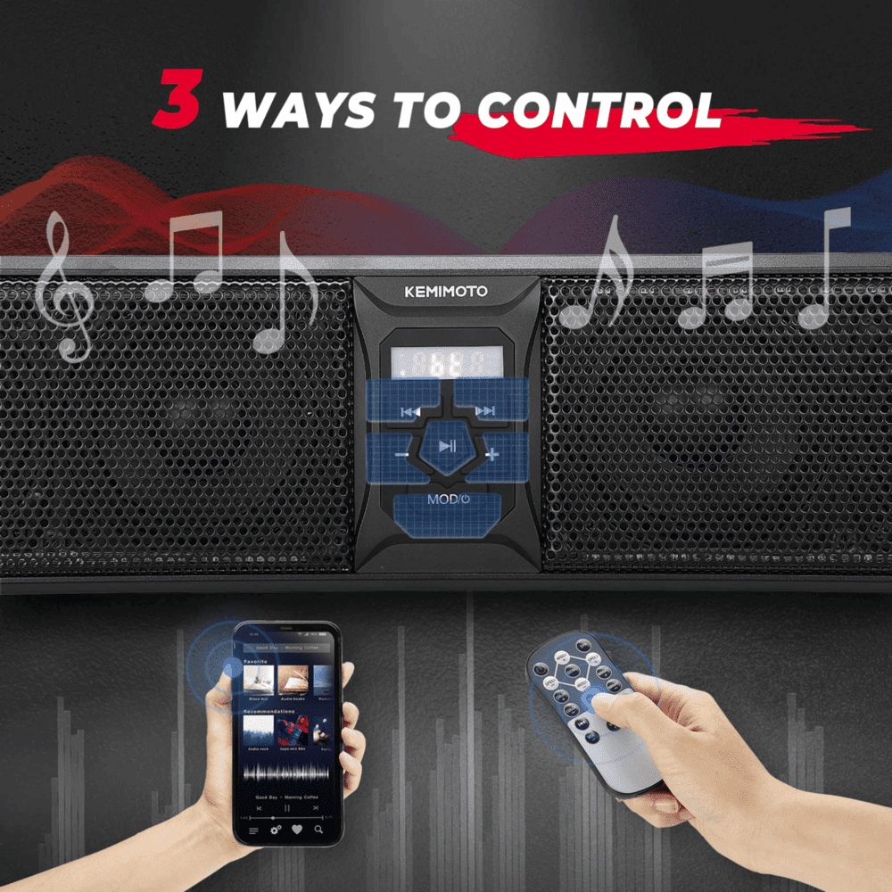 Kemimoto Can-Am Maverick X3 6 Speaker 26" RGB Bluetooth Sound Bar