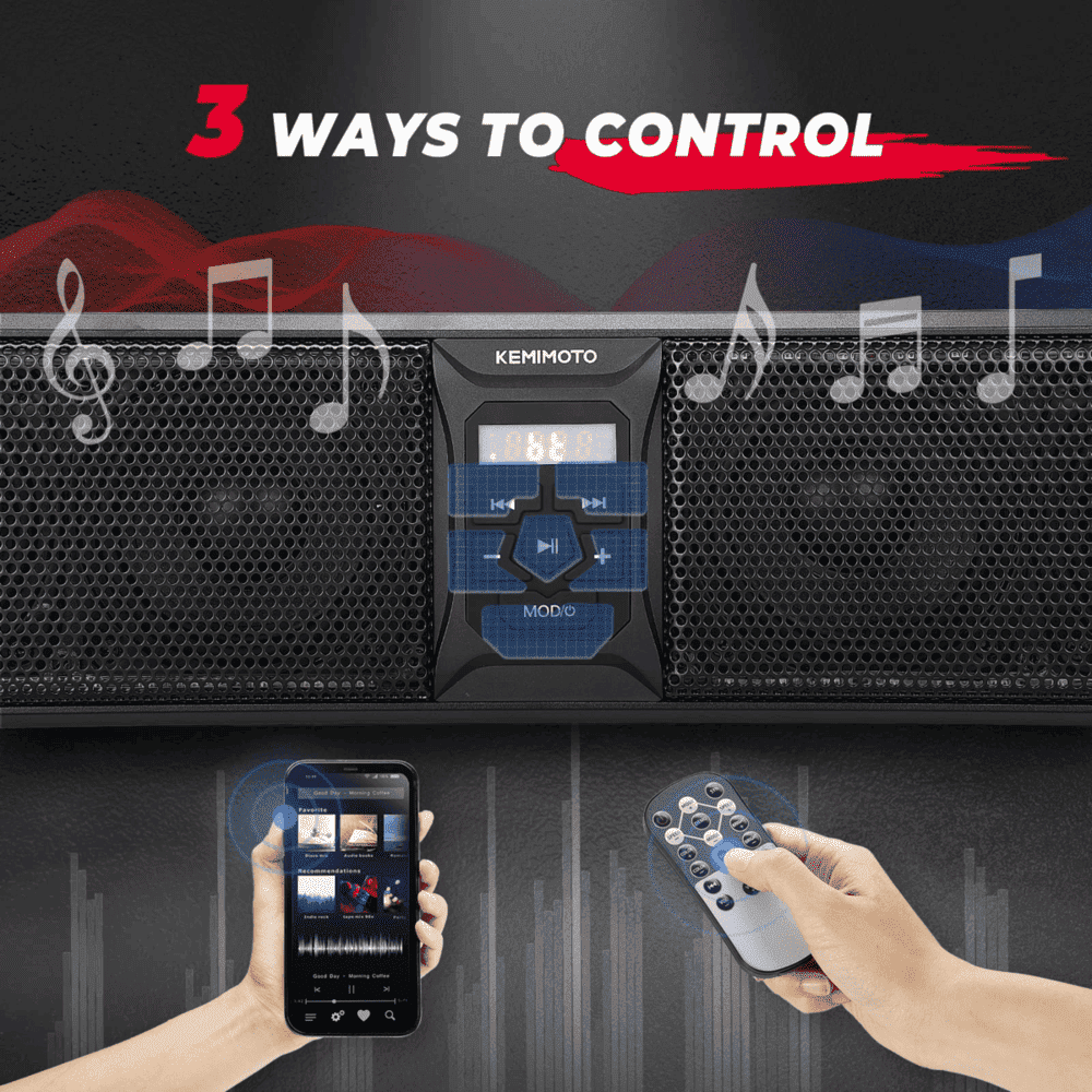 Kemimoto Polaris RZR XP 1000 6 Speaker 26" RGB Bluetooth Sound Bar