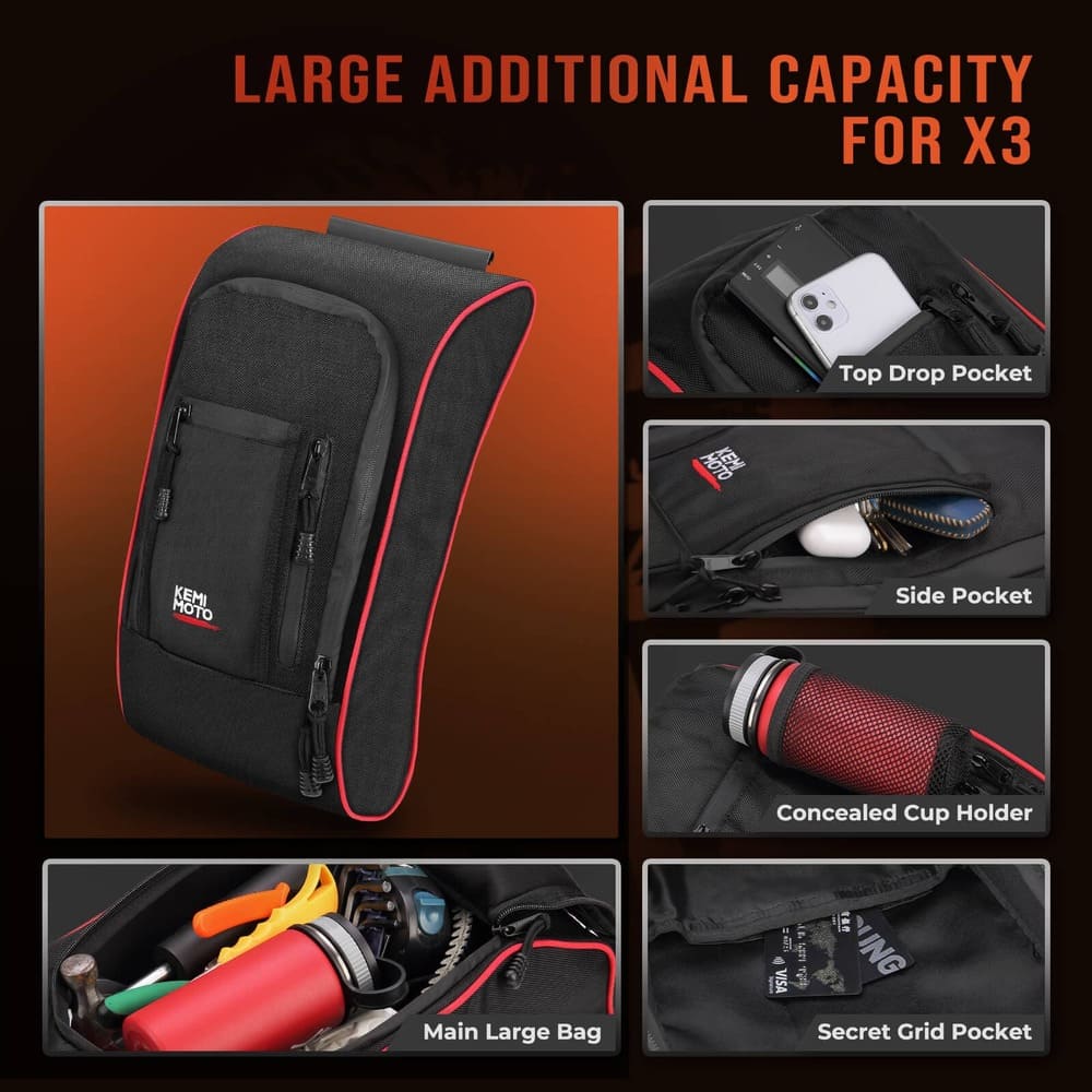 Kemimoto Can-Am Maverick X3 Front Lower Door Inserts & Console Storage Bag