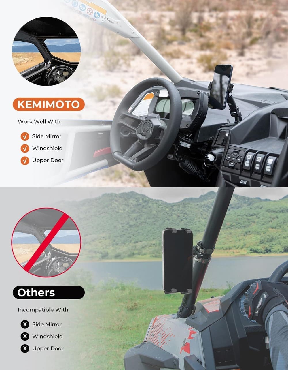Kemimoto Can-Am Maverick X3/ Max 360° Adjustable CNC Phone Mount