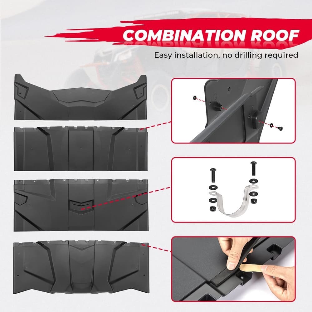 Kemimoto Can-Am Maverick X3 Max Combination Top Hard Roof - 4 Pcs
