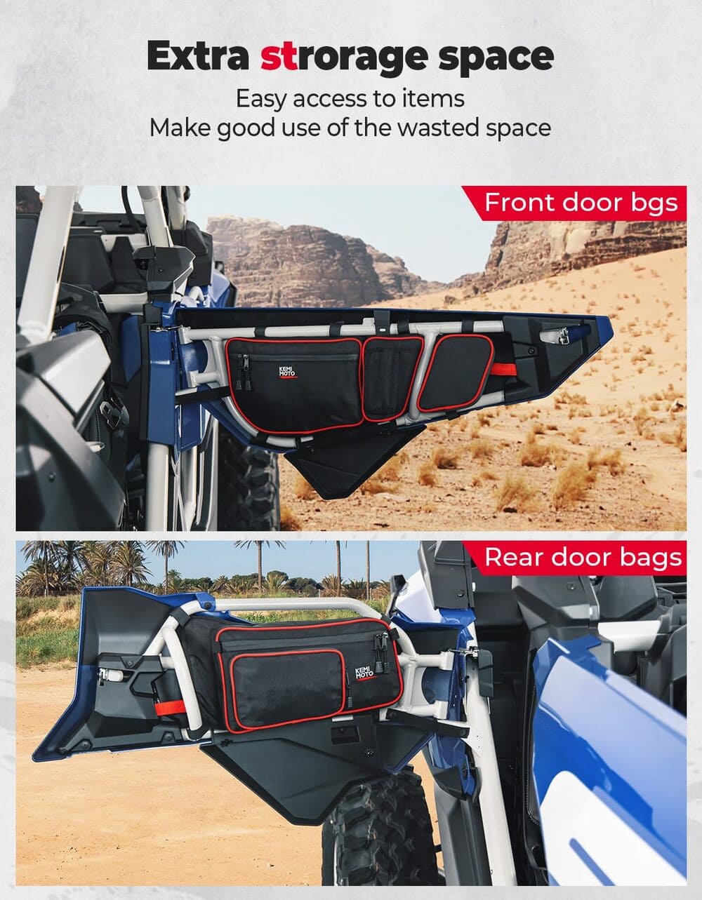 Kemimoto Can-Am Maverick X3 Max Front and Rear Door Bags - Red