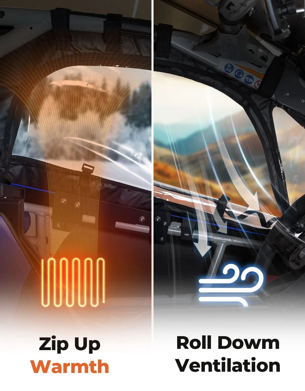 Kemimoto Can-Am Maverick X3 Soft Cab Upper Windows Enclosures