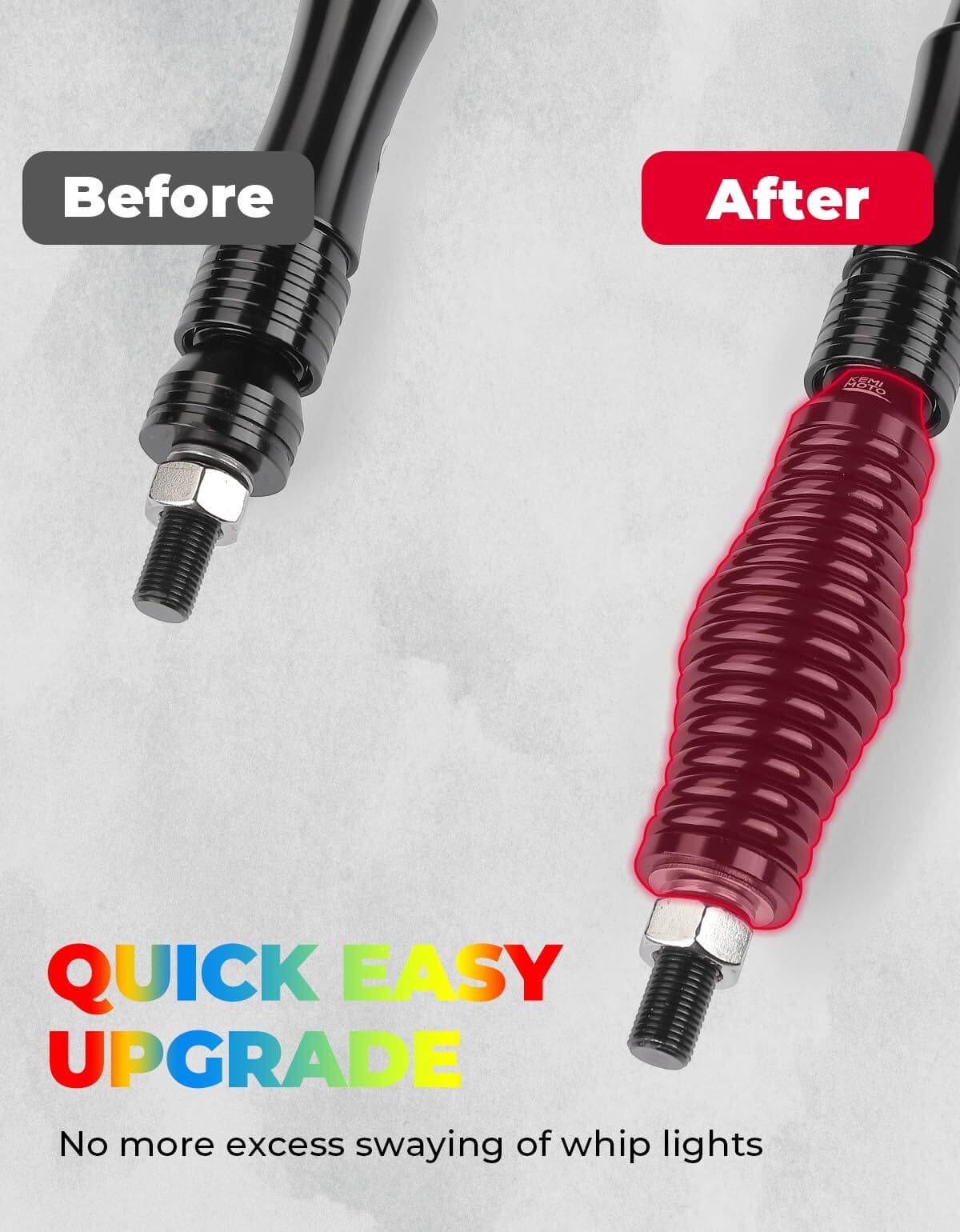 Kemimoto Can-Am Maverick X3 UTV 3ft/ 4ft Whip Lights w/ Spring Base - 2 Pcs