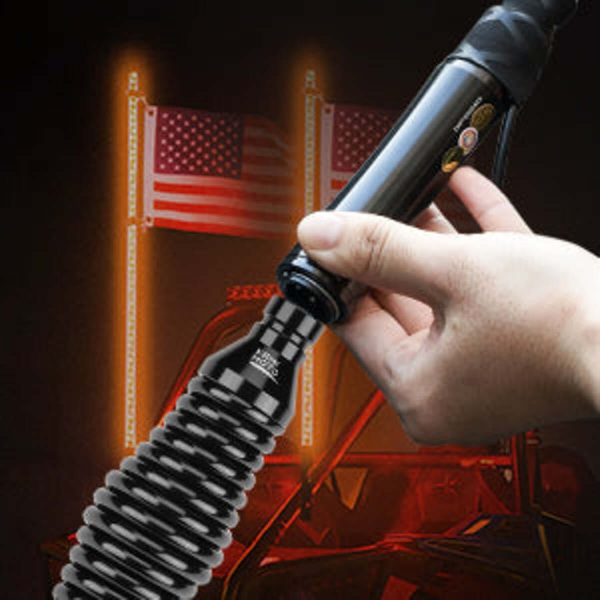 Kemimoto Can-Am Maverick X3 UTV 3ft/ 4ft Whip Lights w/ Spring Base - 2 Pcs