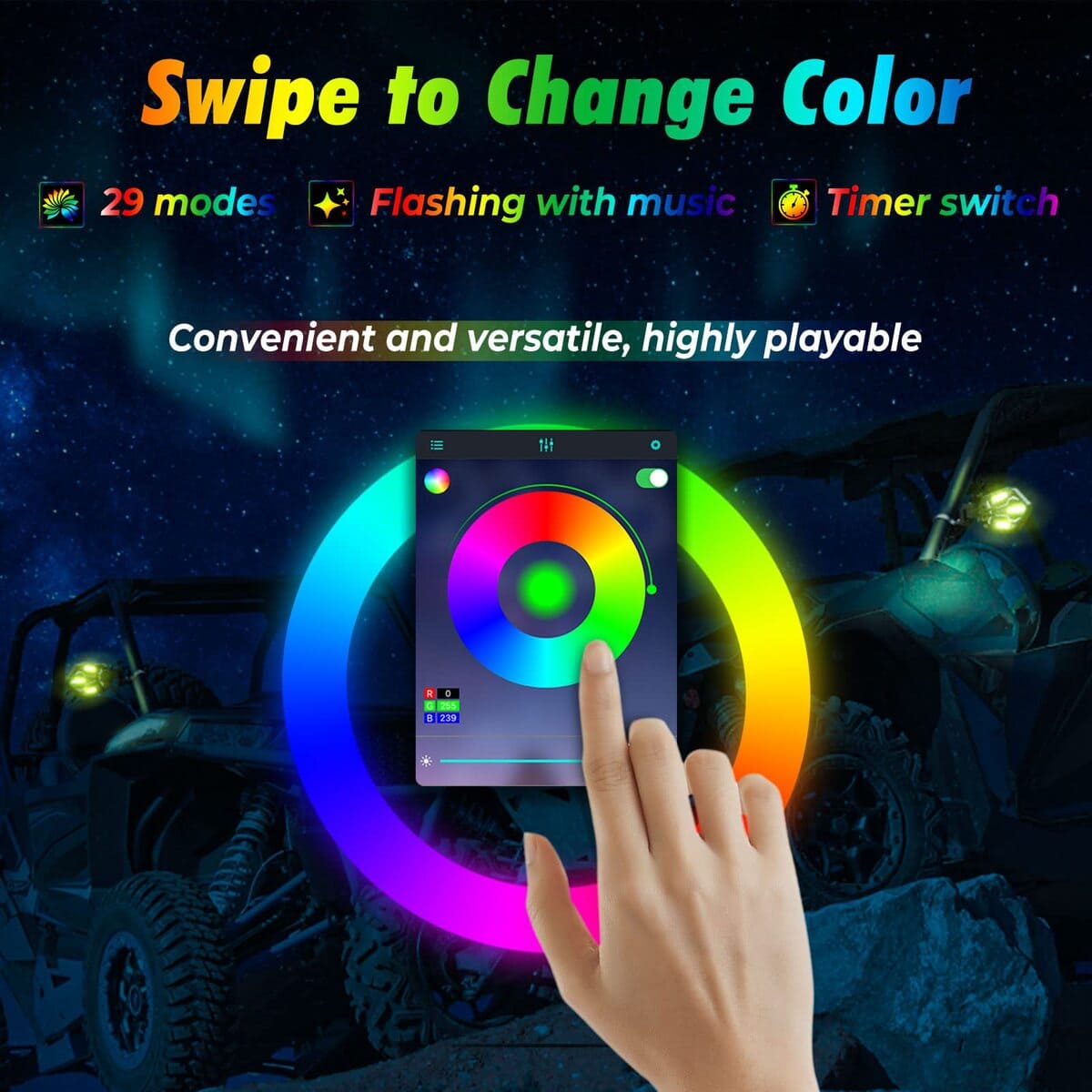 Kemimoto Can Am Maverick X3 UTV Aluminium RGB Side Mirrors w/ 1.6"-2" Roll Bar - 1 pair