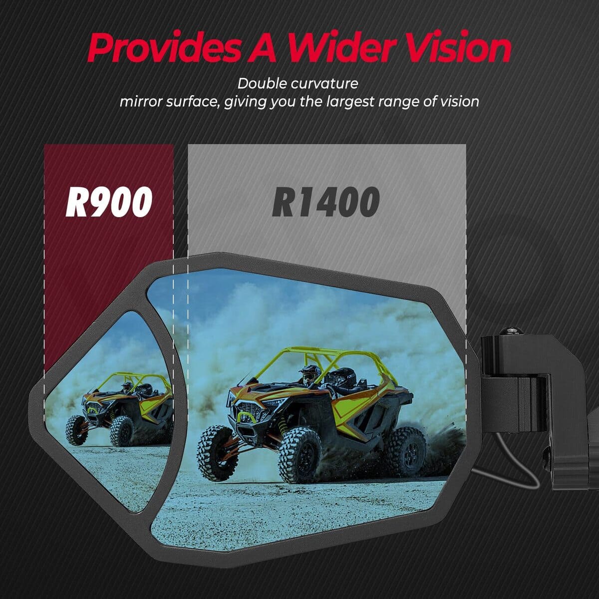 Kemimoto Can Am Maverick X3 UTV Aluminium RGB Side Mirrors w/ 1.6"-2" Roll Bar - 1 pair