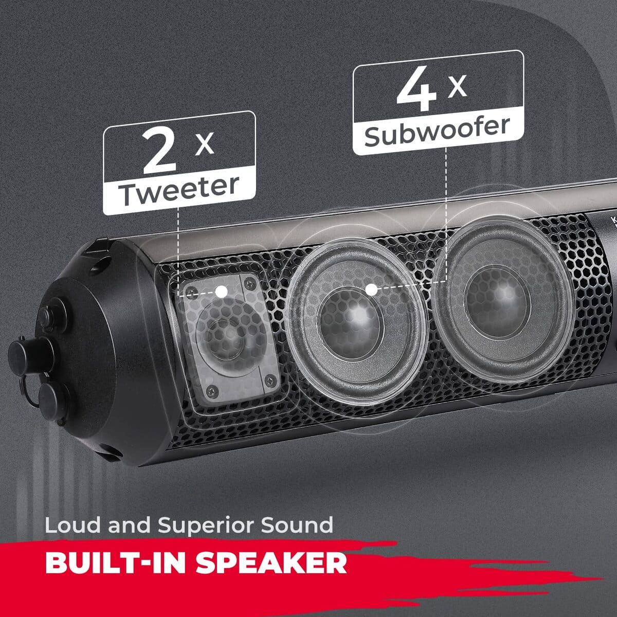 Kemimoto Can Am Maverick X3 UTV Bluetooth Sound Bar - 6 Speaker