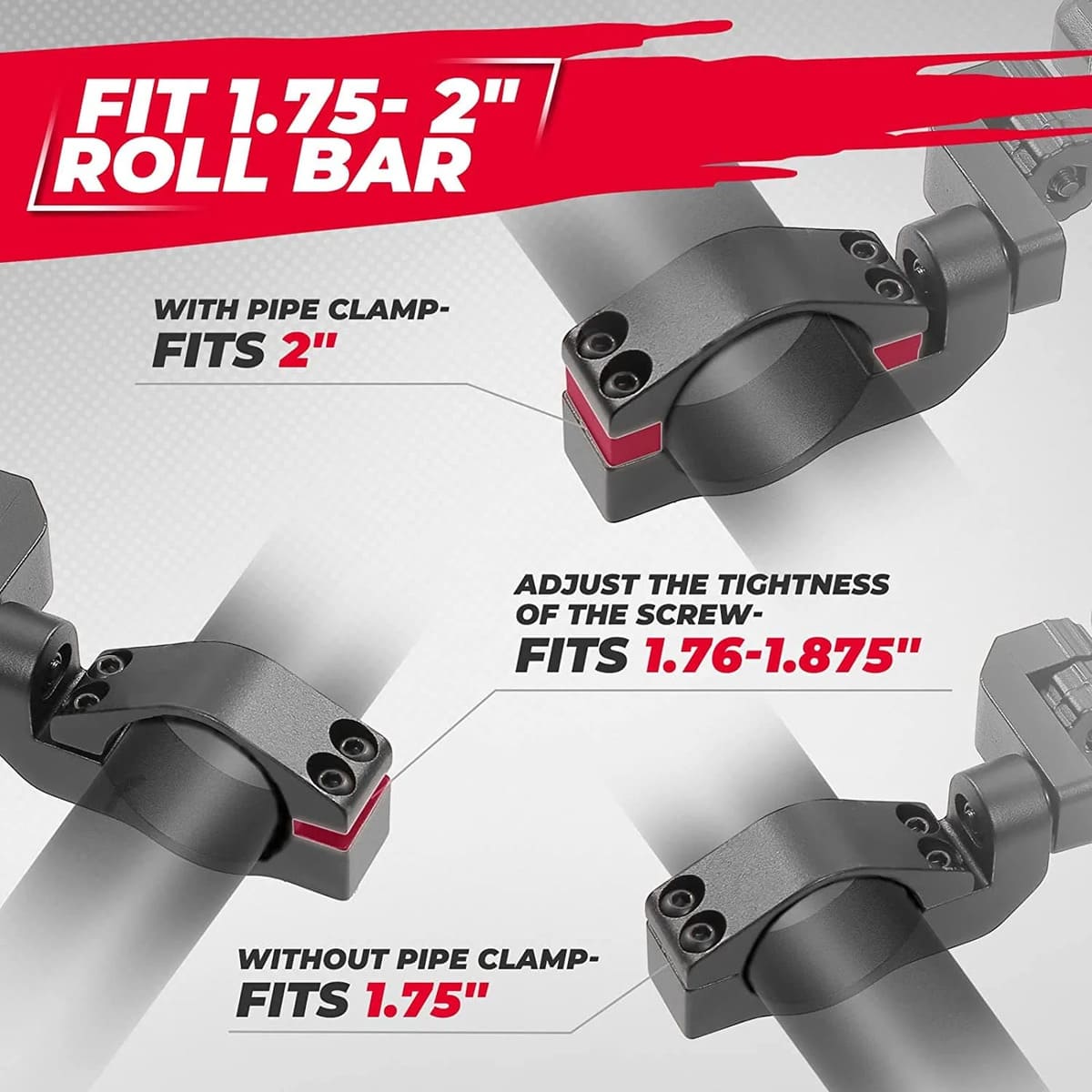 Kemimoto Can-Am Maverick X3 UTV Side Mirrors Lights w/ 1.75"-2" Roll Bar