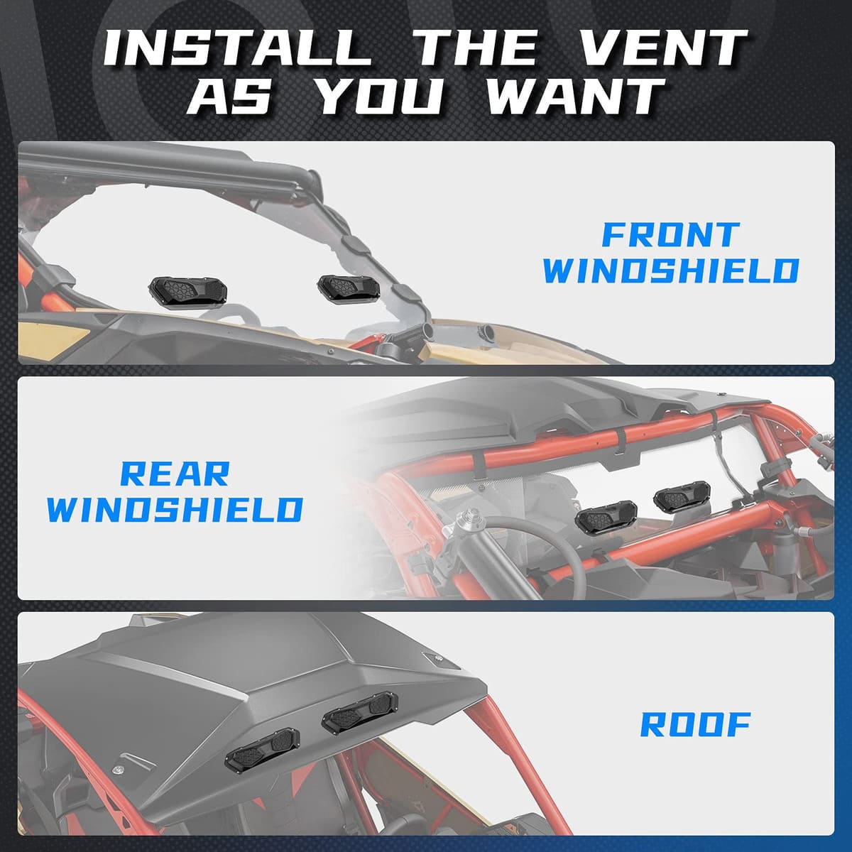 Kemimoto Can Am Maverick X3 UTV Polycarbonate Windshield Vent Kit