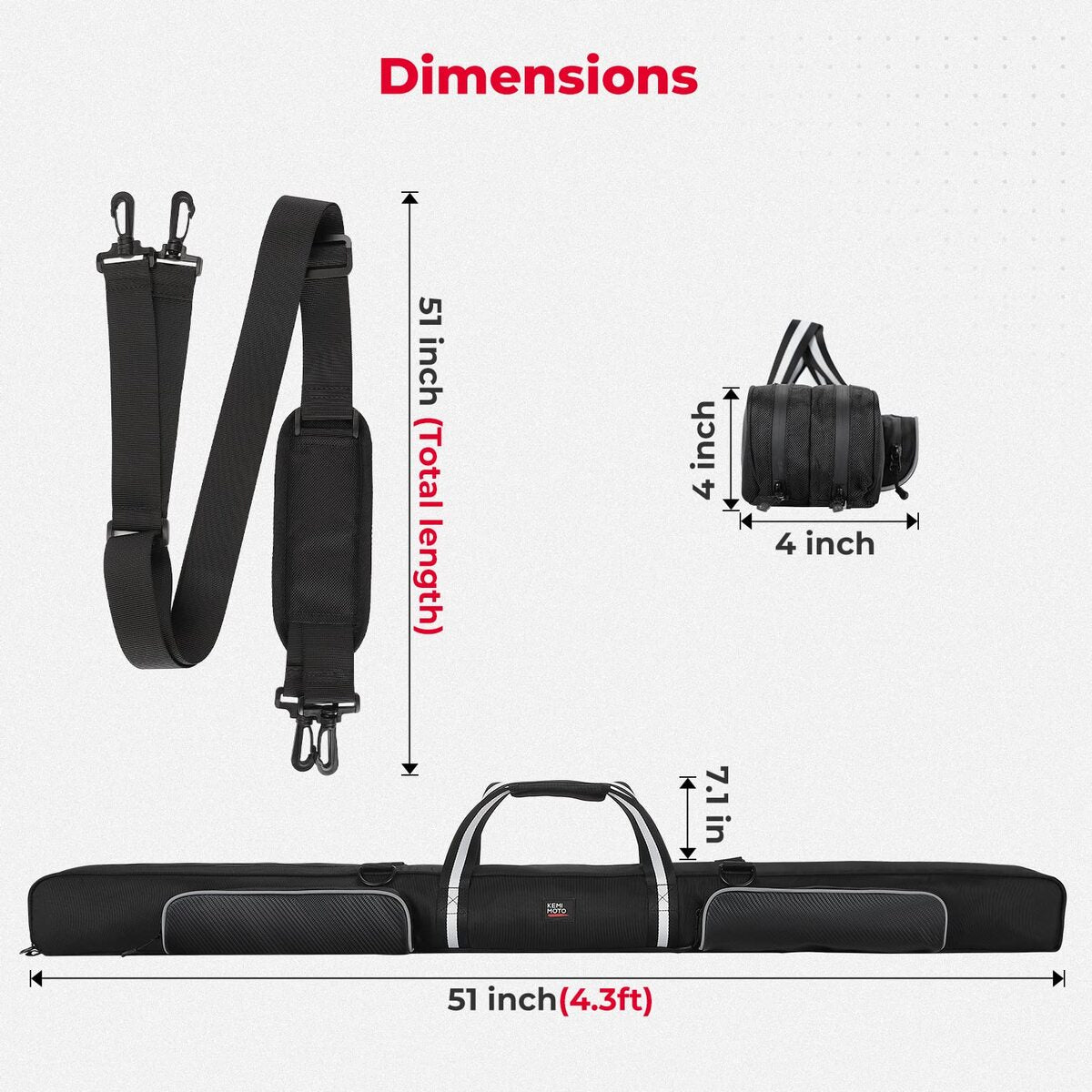 Kemimoto Can-Am Polaris 4FT LED RGB Whip Lights And Storage Bag