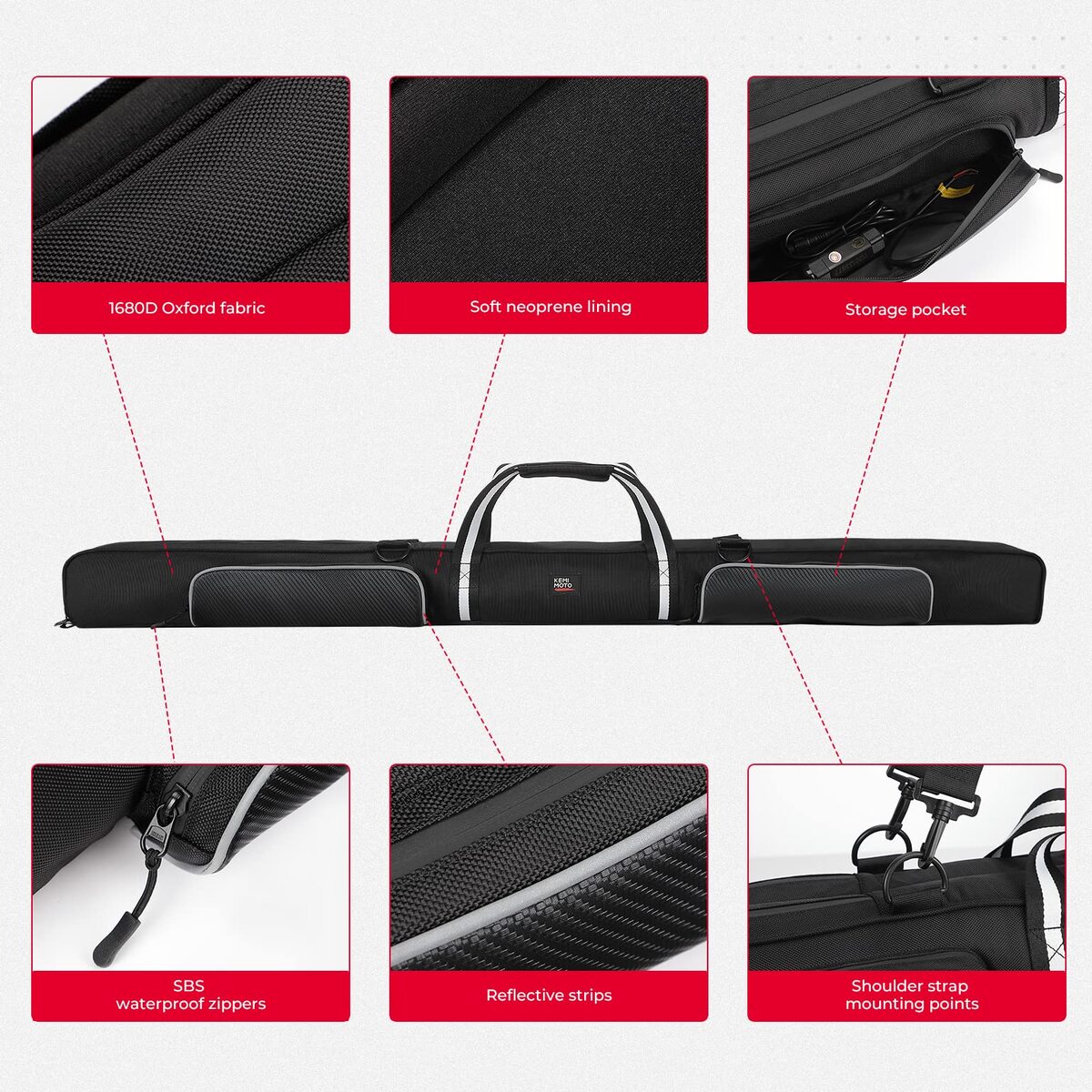 Kemimoto Can-Am Polaris 4FT LED RGB Whip Lights And Storage Bag