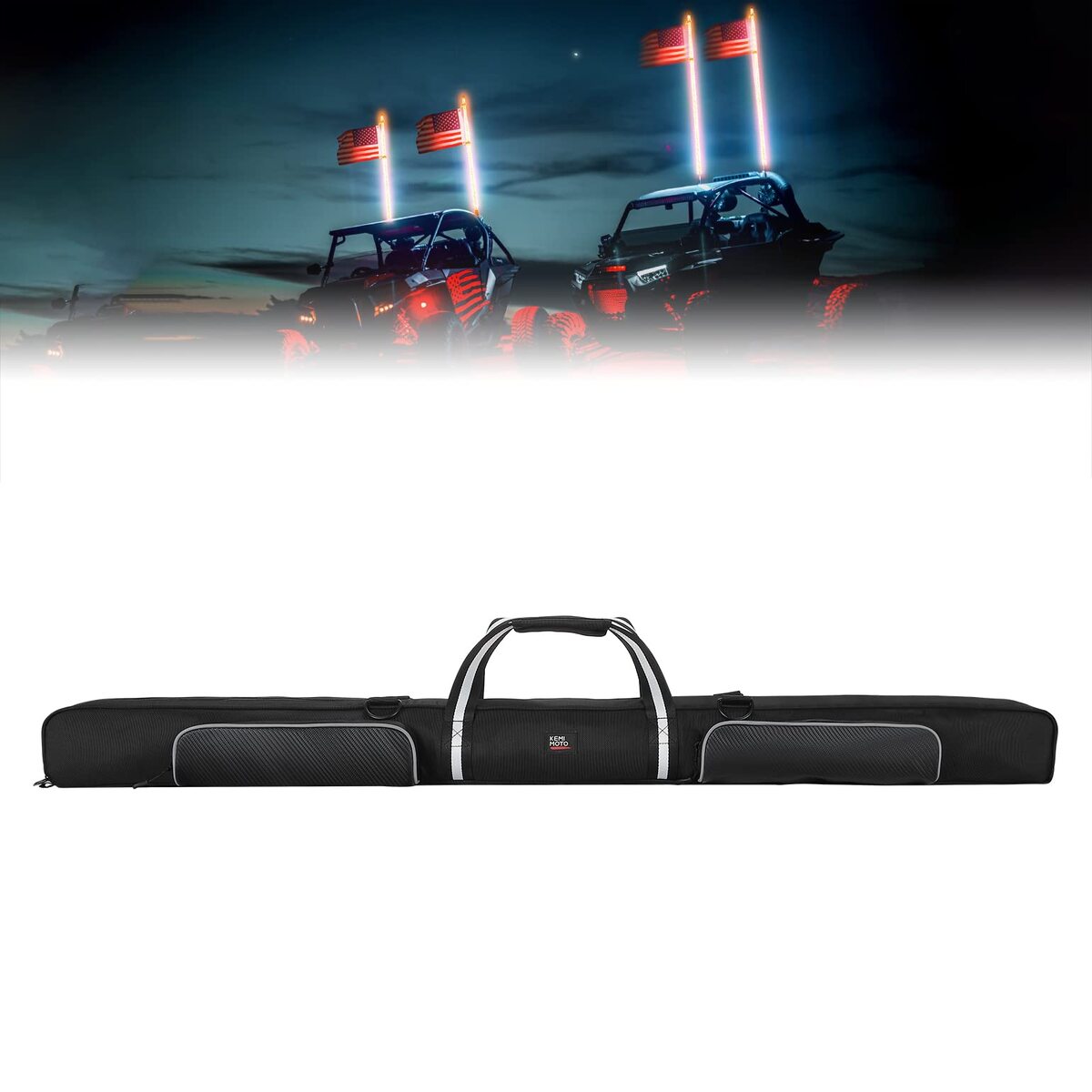 Kemimoto Can-Am Polaris 4FT LED RGB Whip Lights And Storage Bag