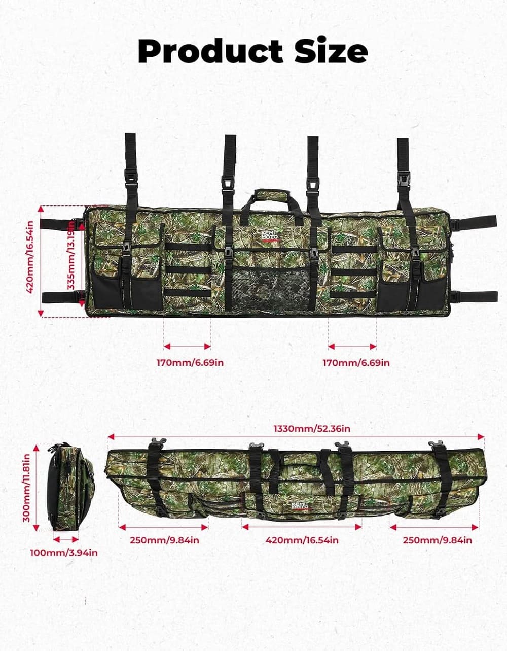 Kemimoto '17+ Polaris Ranger 500 UTV Hunting Tool Bag Rack w/ Carrier Case