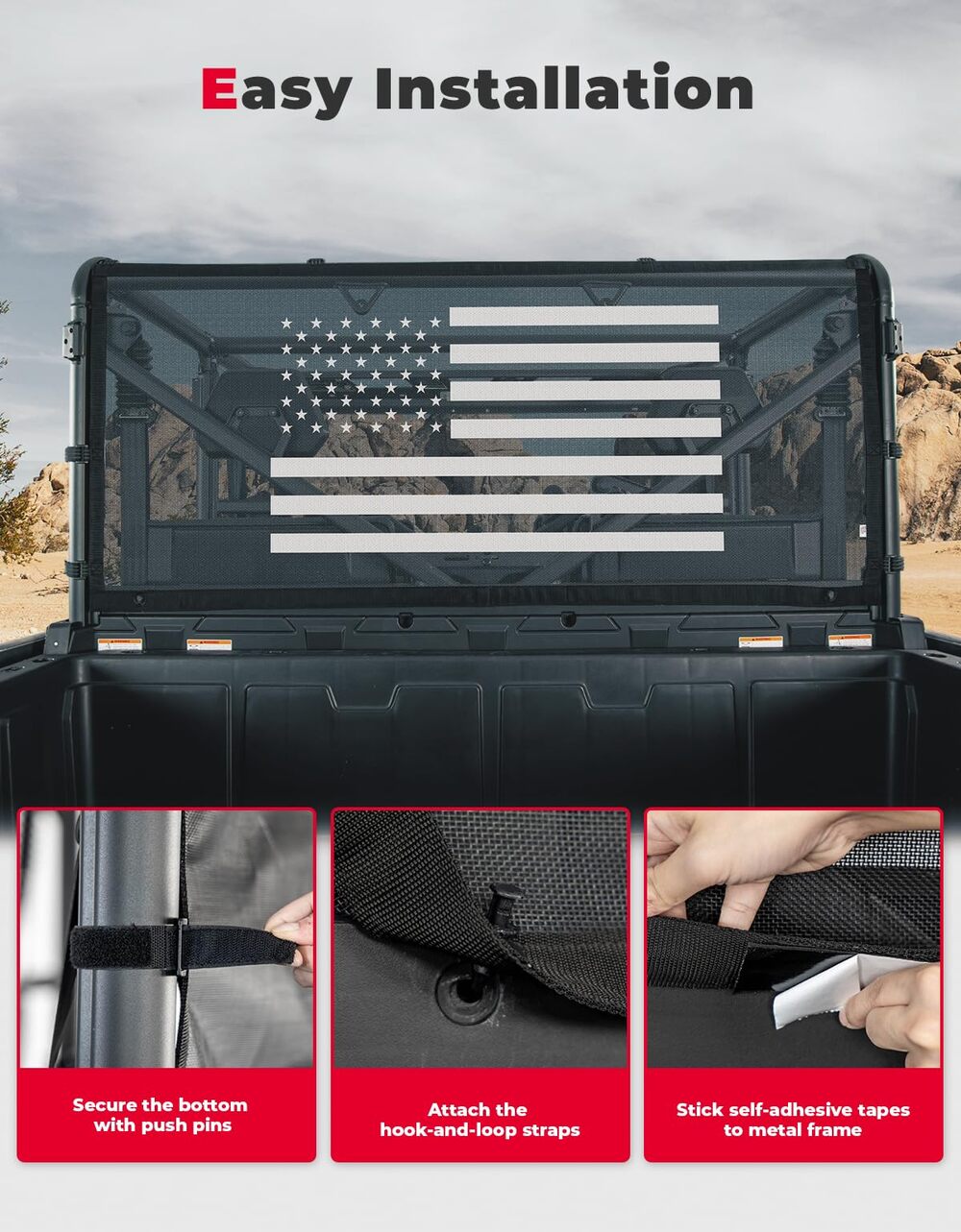 Kemimoto CF Moto UForce 1000/1000 XL Rear Window Net Soft Windshield